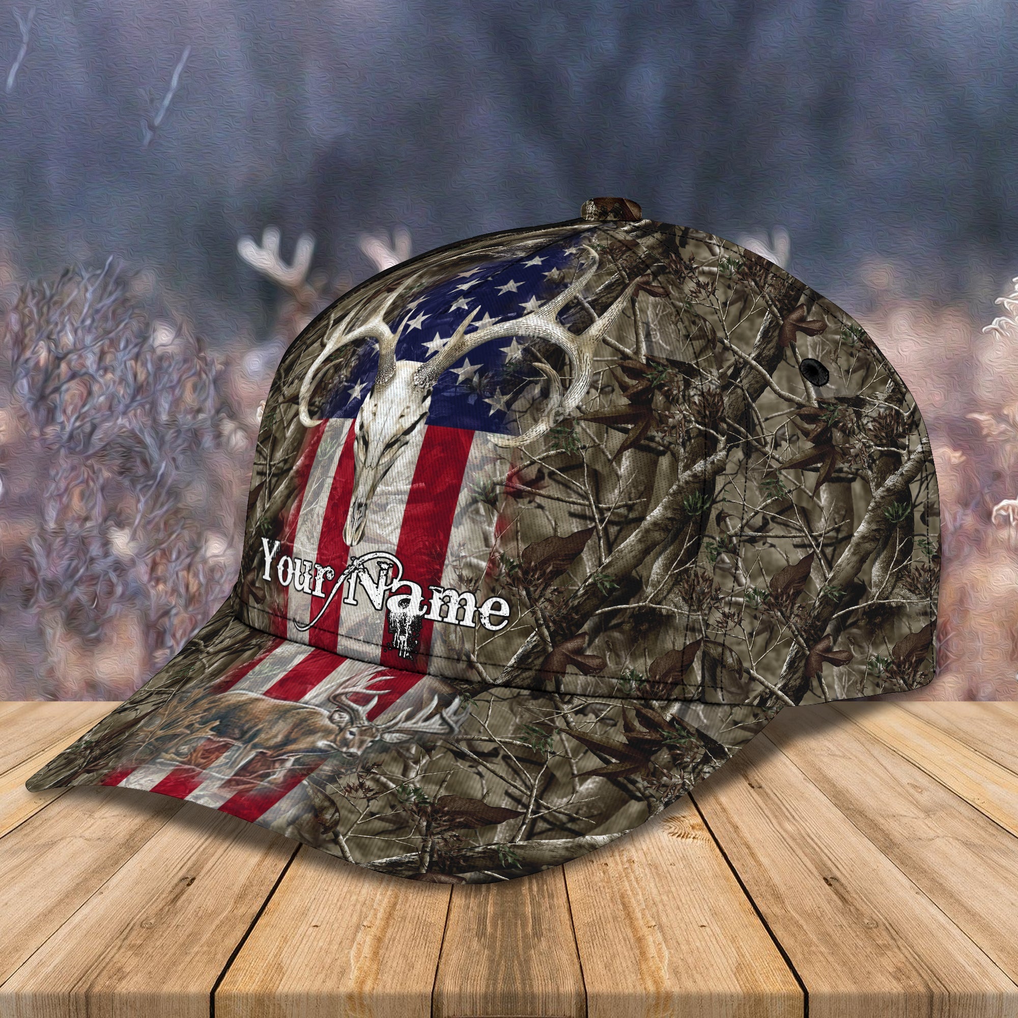 3D Classic Cap Deer Hunting 02 Personalize Name Cap Trucker Hats Custom Hats Gifts For Men & Women