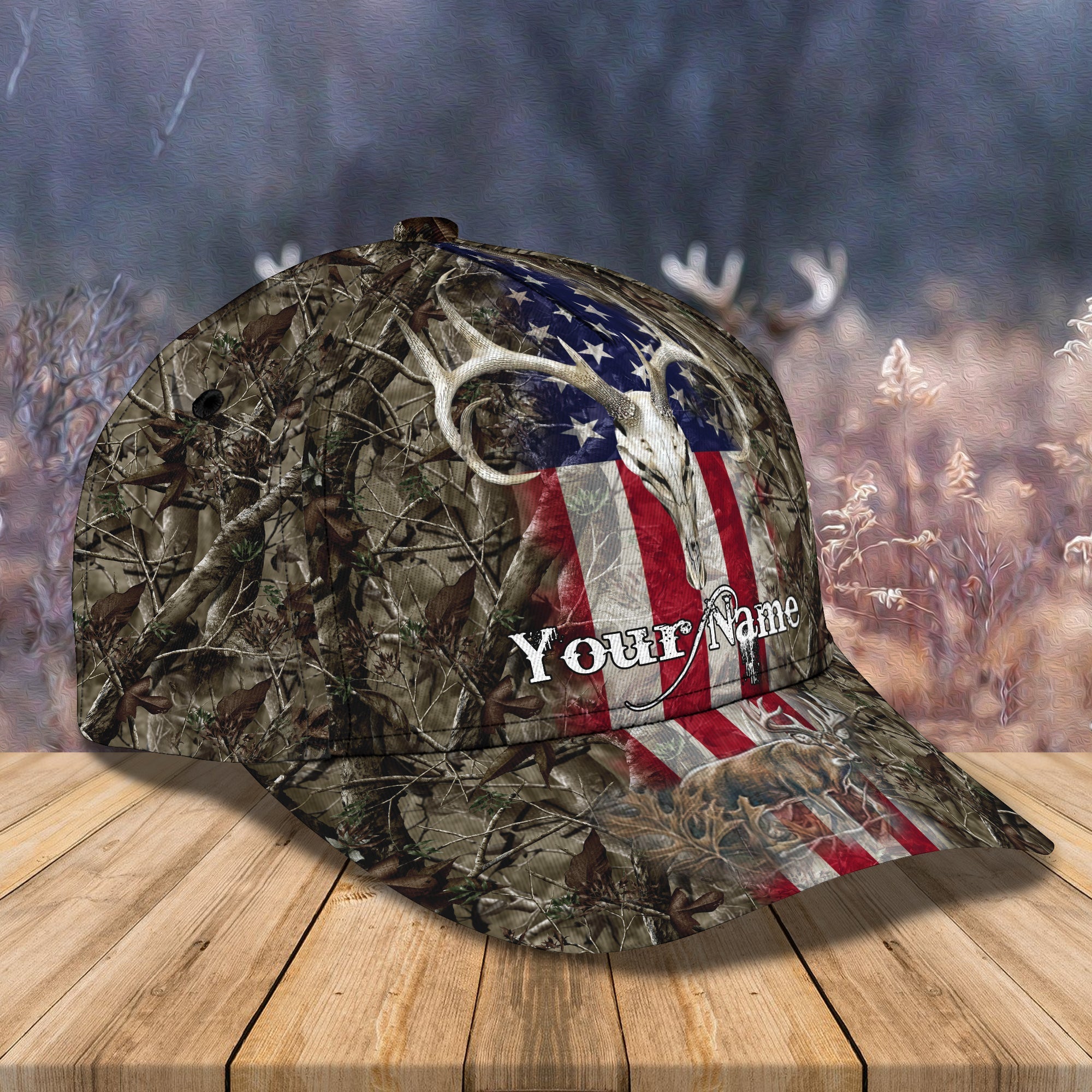3D Classic Cap Deer Hunting 02 Personalize Name Cap Trucker Hats Custom Hats Gifts For Men & Women