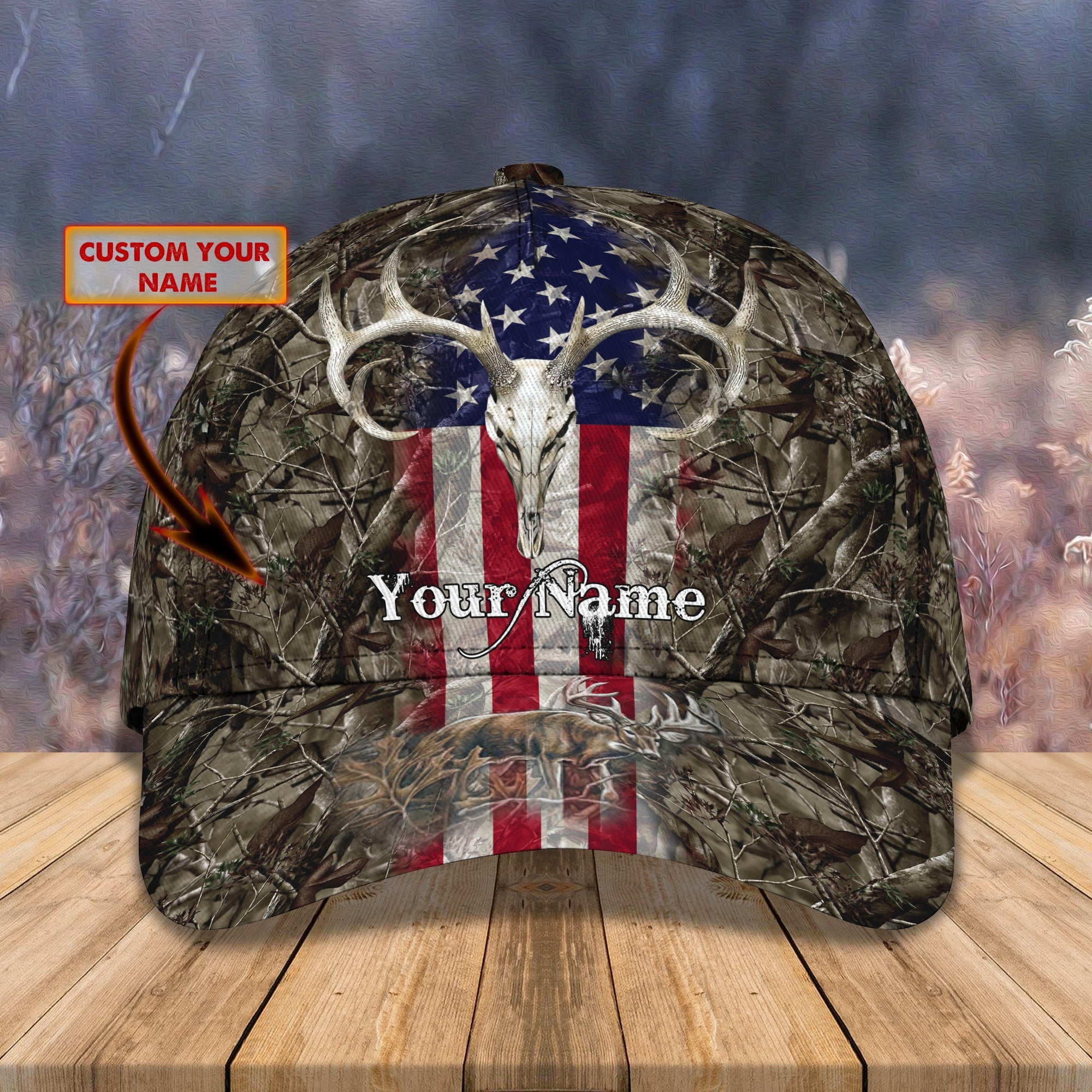 3D Classic Cap Deer Hunting 02 Personalize Name Cap Trucker Hats Custom Hats Gifts For Men & Women