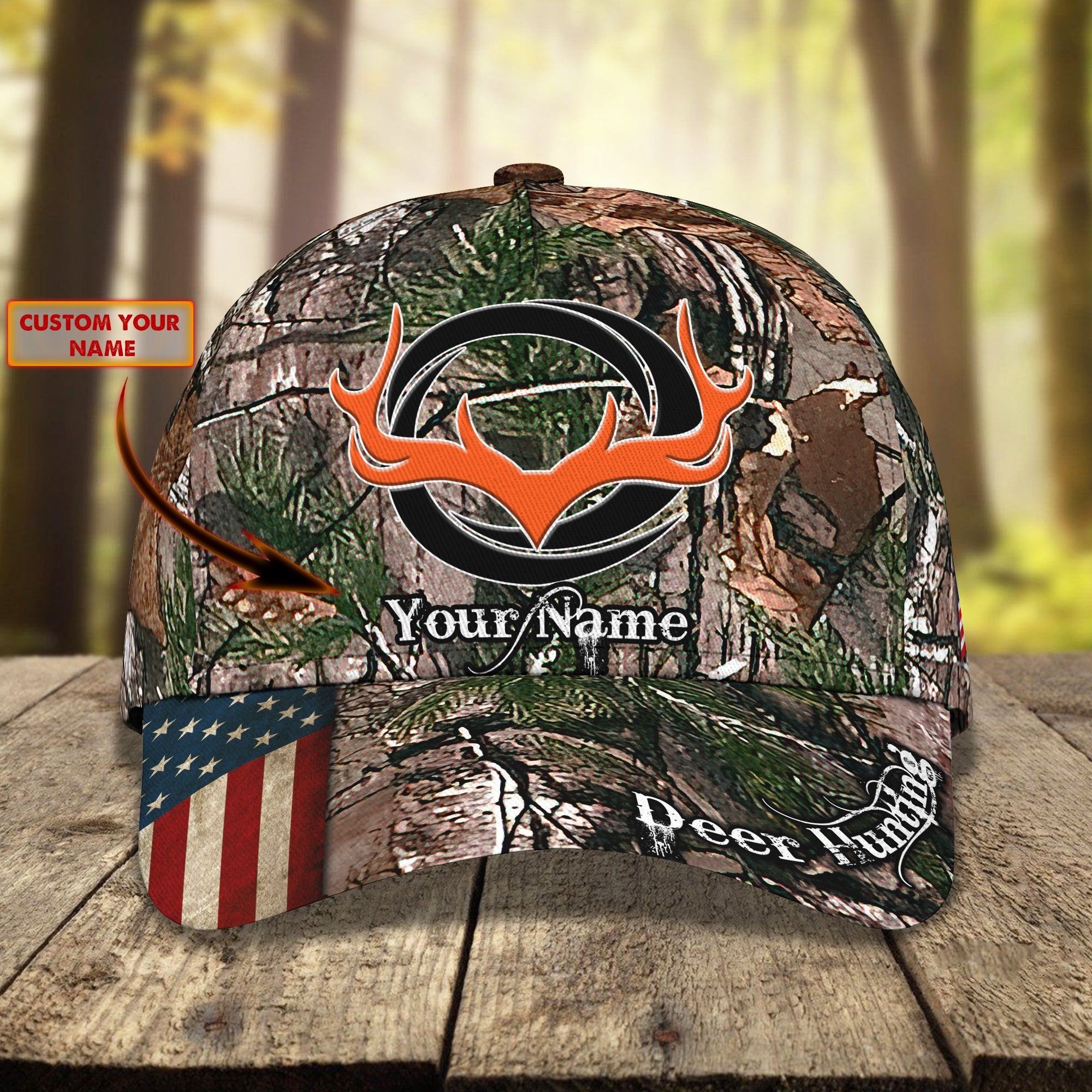 3D Classic Cap Deer Hunting Personalized Name Cap 568 Trucker Hats Custom Hats Gifts For Men & Women