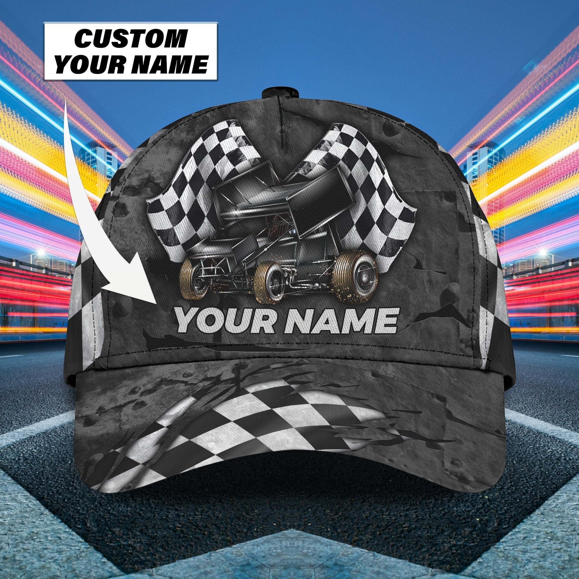 3D Classic Cap Dirt Racing Personalized Name Cap Trucker Hats Custom Hats Gifts For Men & Women