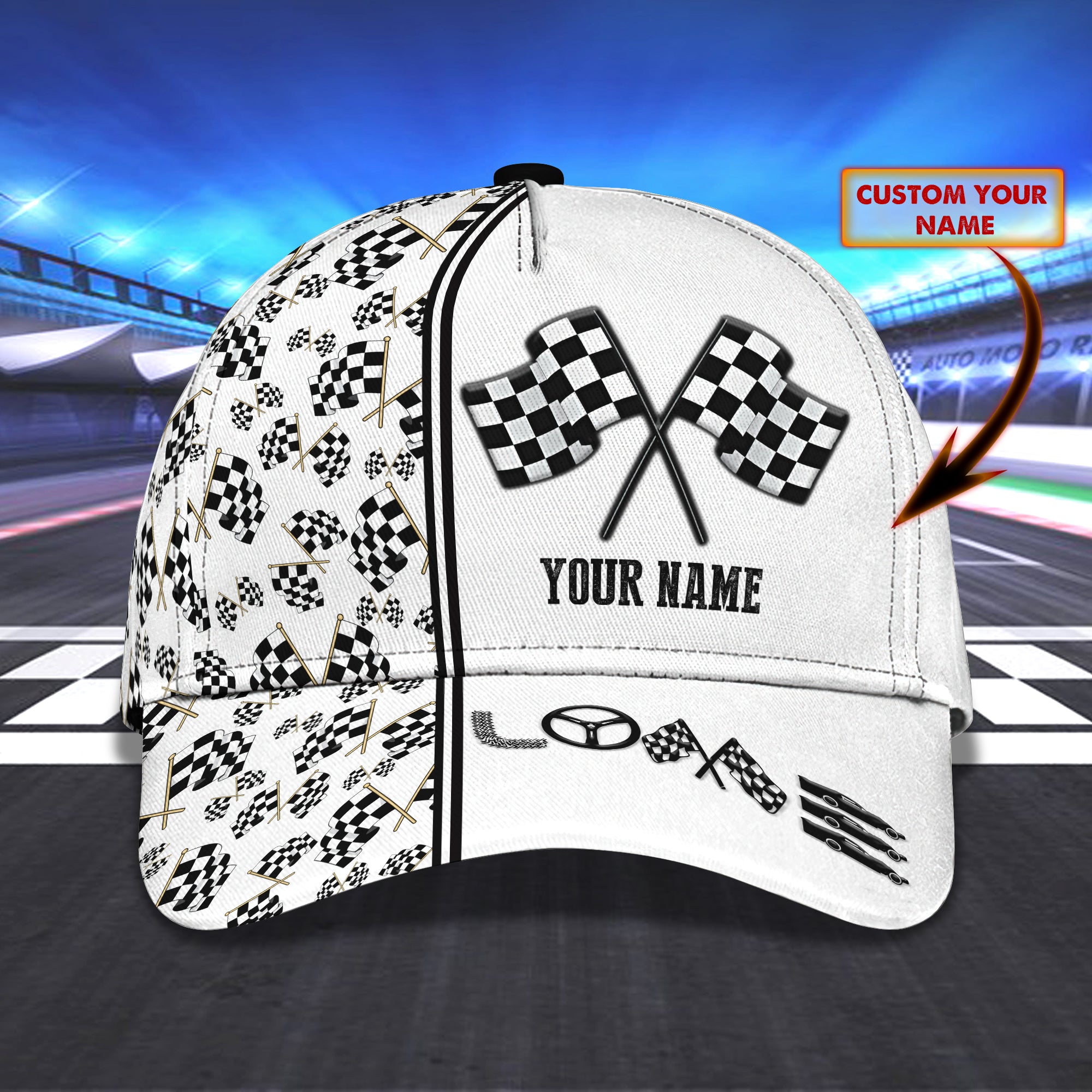 3D Classic Cap Dirt Track Racing Personalized Name Cap 75 Trucker Hats Custom Hats Gifts For Men & Women