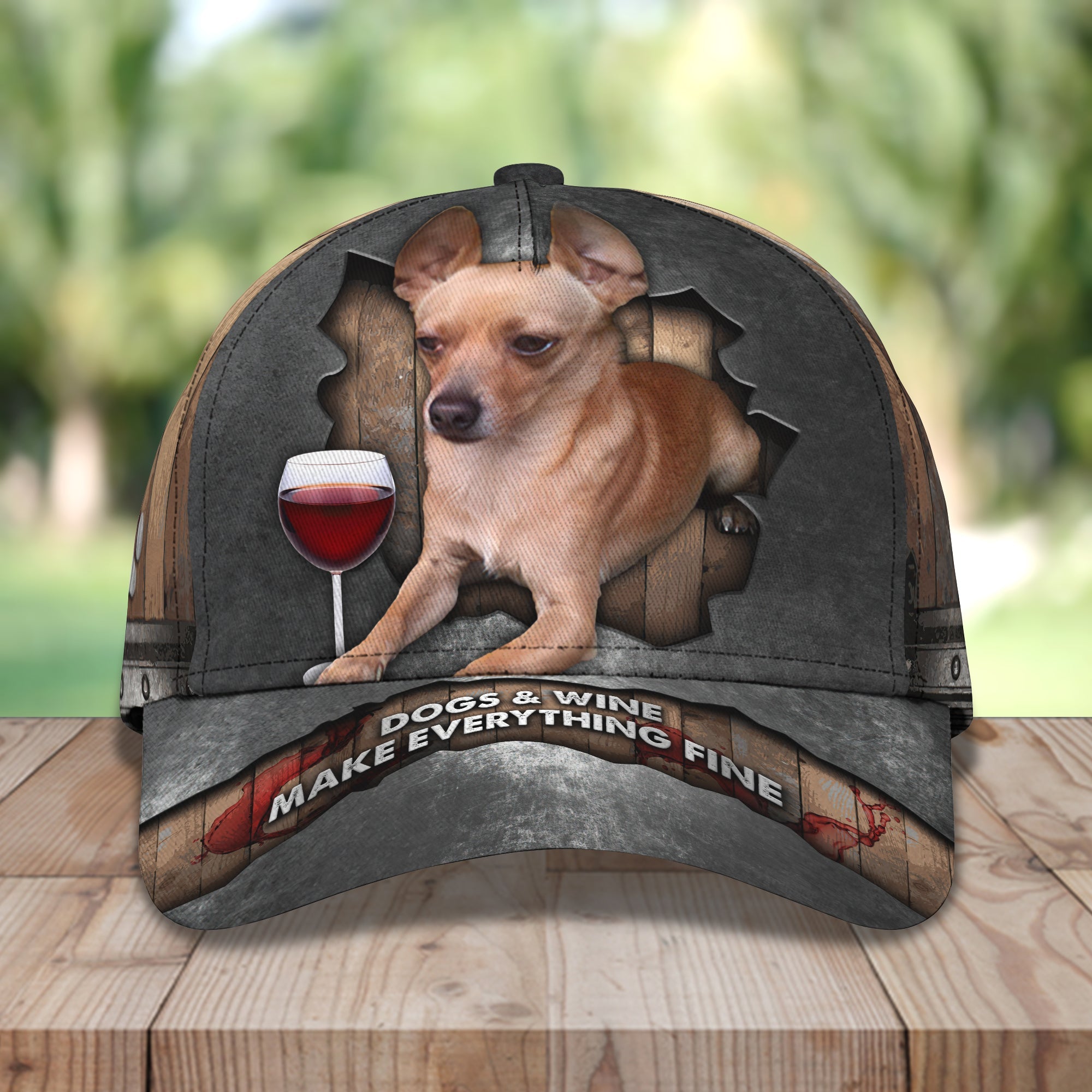 3D Classic Cap Dog Wine Personalized Name Cap Trucker Hats Custom Hats Gifts For Men & Women