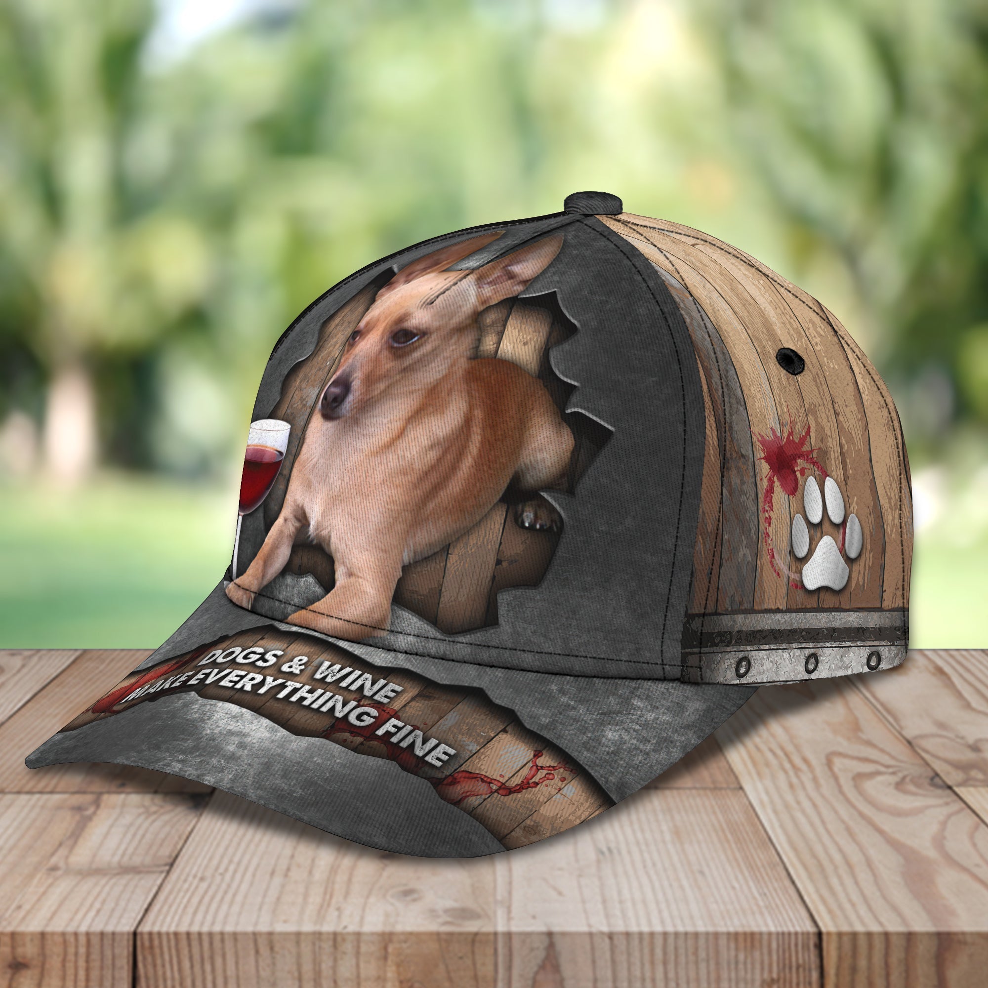 3D Classic Cap Dog Wine Personalized Name Cap Trucker Hats Custom Hats Gifts For Men & Women