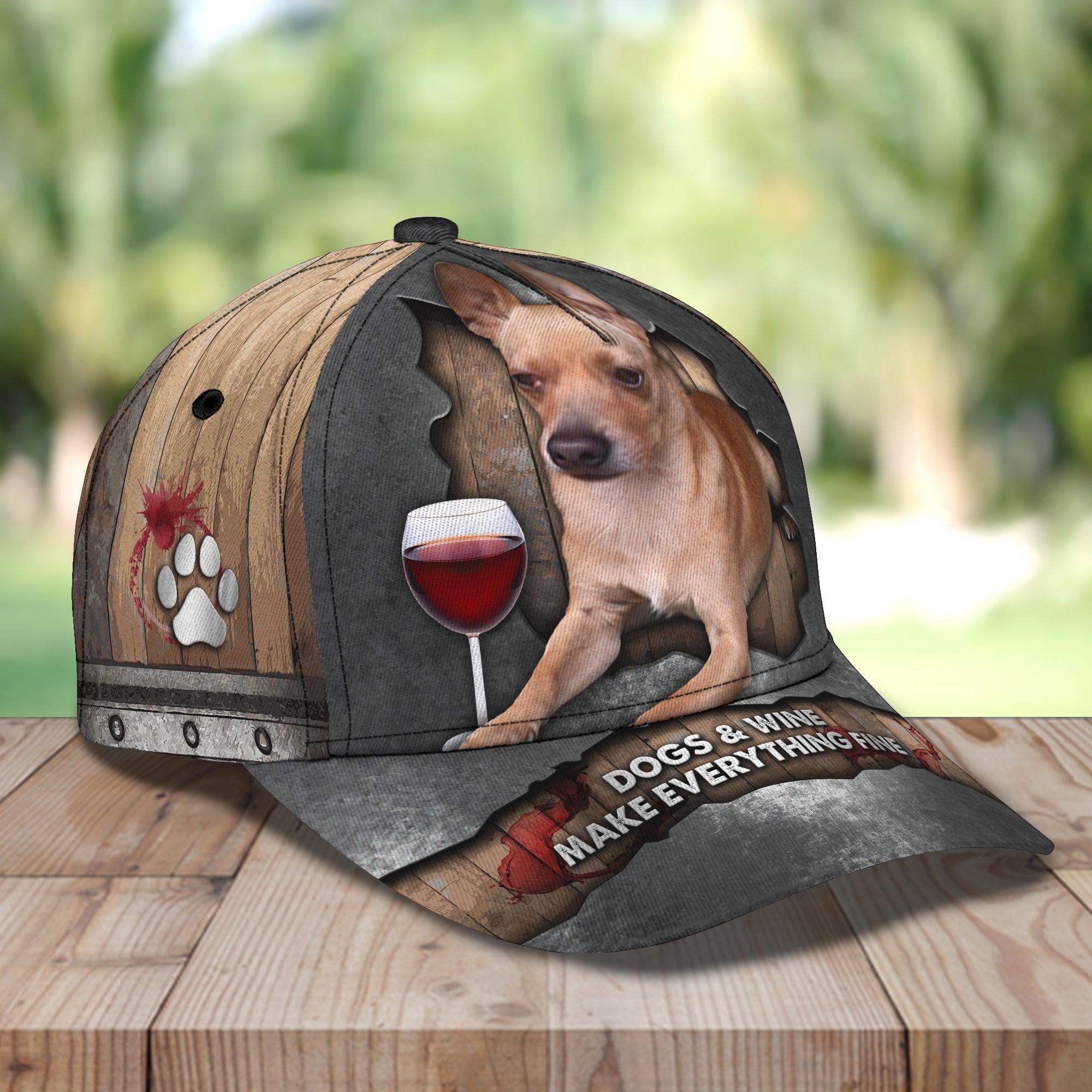 3D Classic Cap Dog Wine Personalized Name Cap Trucker Hats Custom Hats Gifts For Men & Women