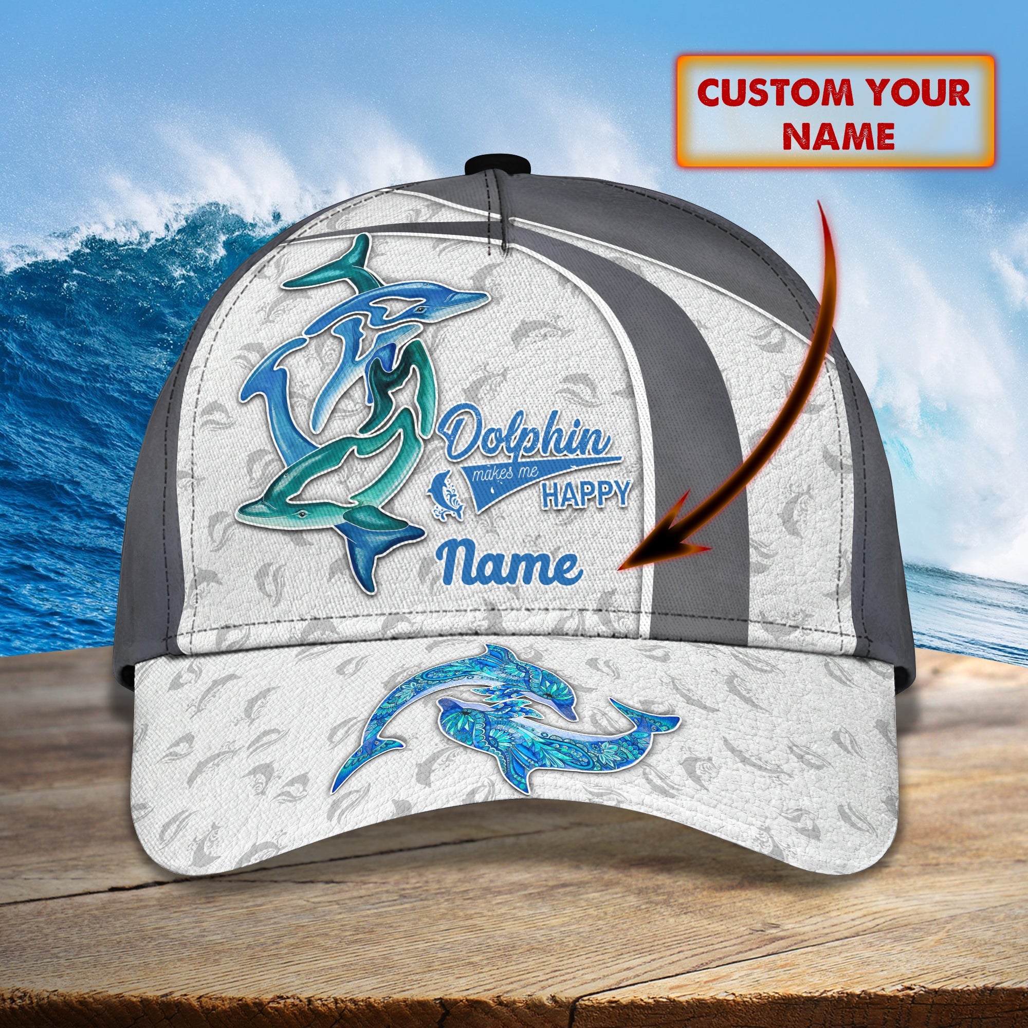 3D Classic Cap Dolphin Personalize Name Cap Trucker Hats Custom Hats Gifts For Men & Women