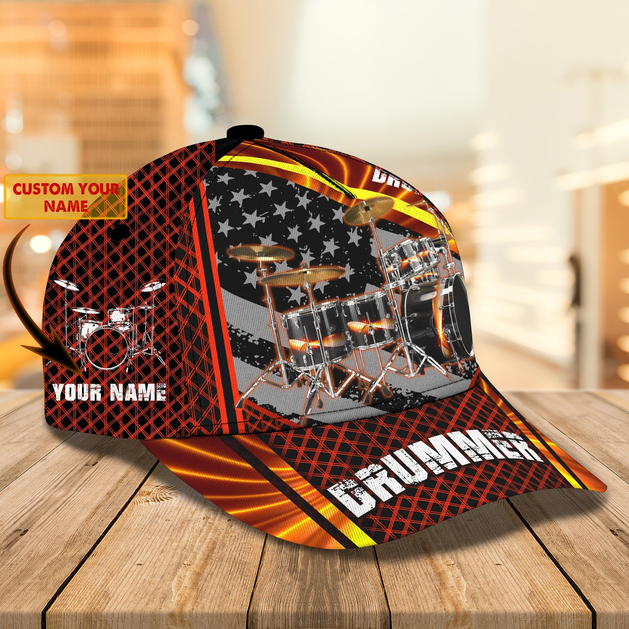 3D Classic Cap Drum Personalized Name Cap 06 Trucker Hats Custom Hats Gifts For Men & Women