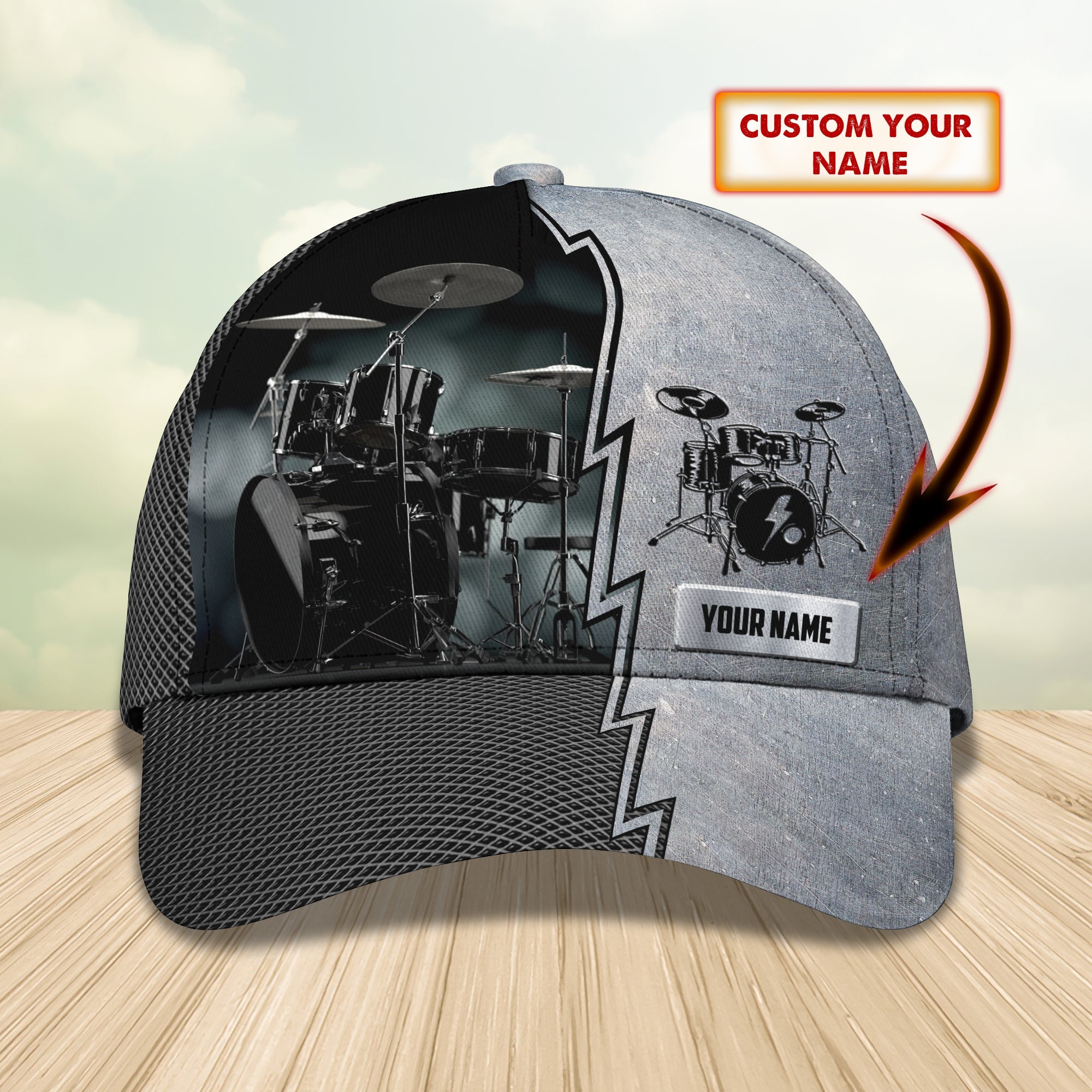 3D Classic Cap Drum Personalized Name Cap 12 Trucker Hats Custom Hats Gifts For Men & Women