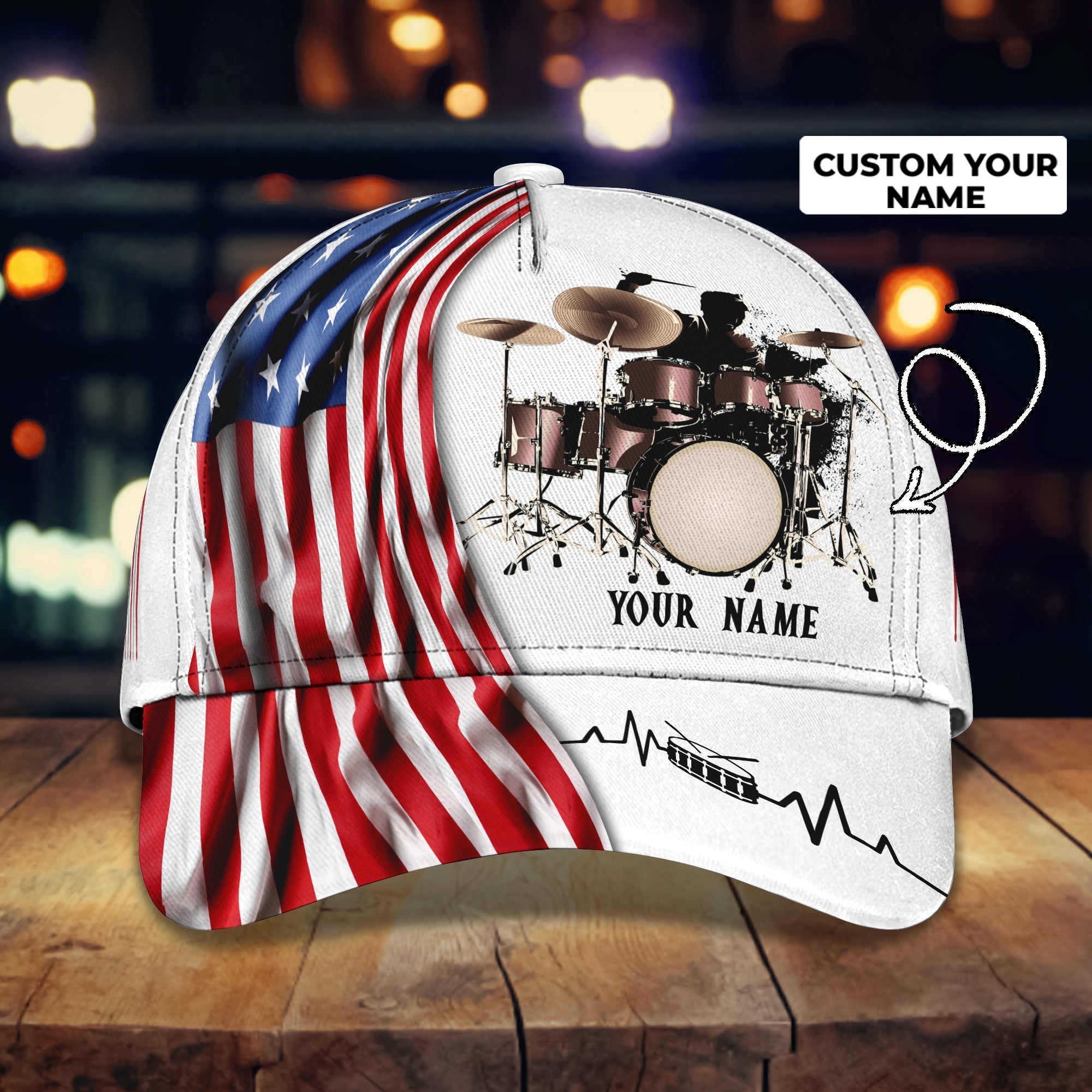 3D Classic Cap Drum Personalized Name Cap Trucker Hats Custom Hats Gifts For Men & Women