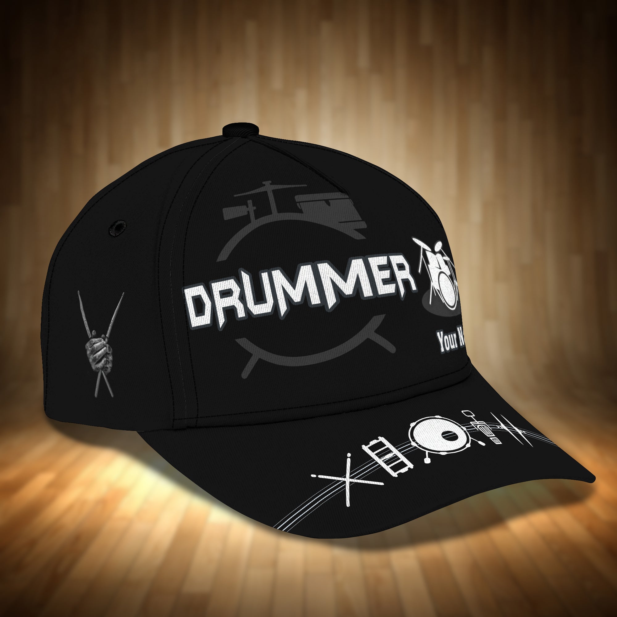 3D Classic Cap Drummer Personalized Name Cap 15 Rinc Trucker Hats Custom Hats Gifts For Men & Women