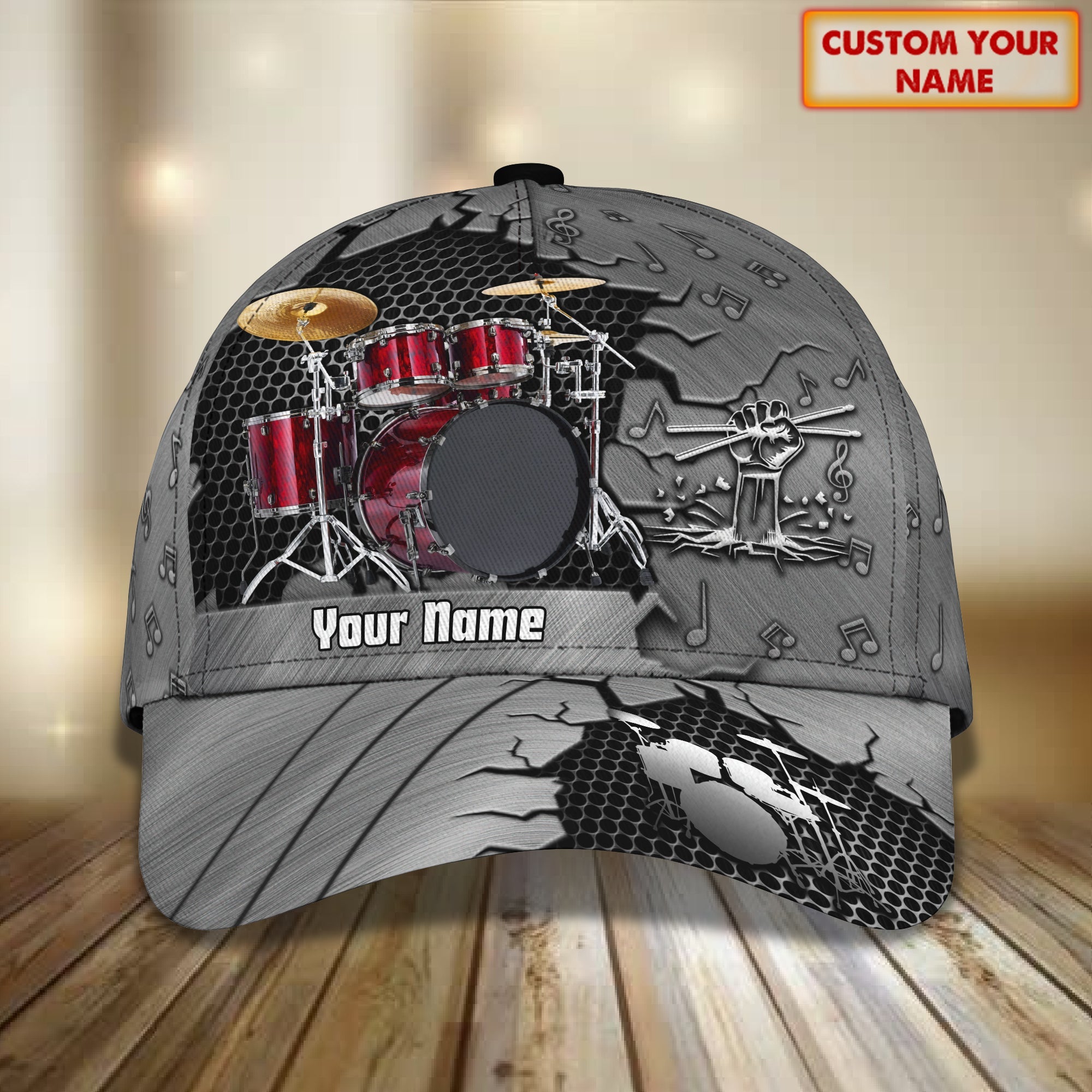 3D Classic Cap Drummer Personalized Name Cap 75, Trucker Hats Custom Hats Gifts For Men & Women