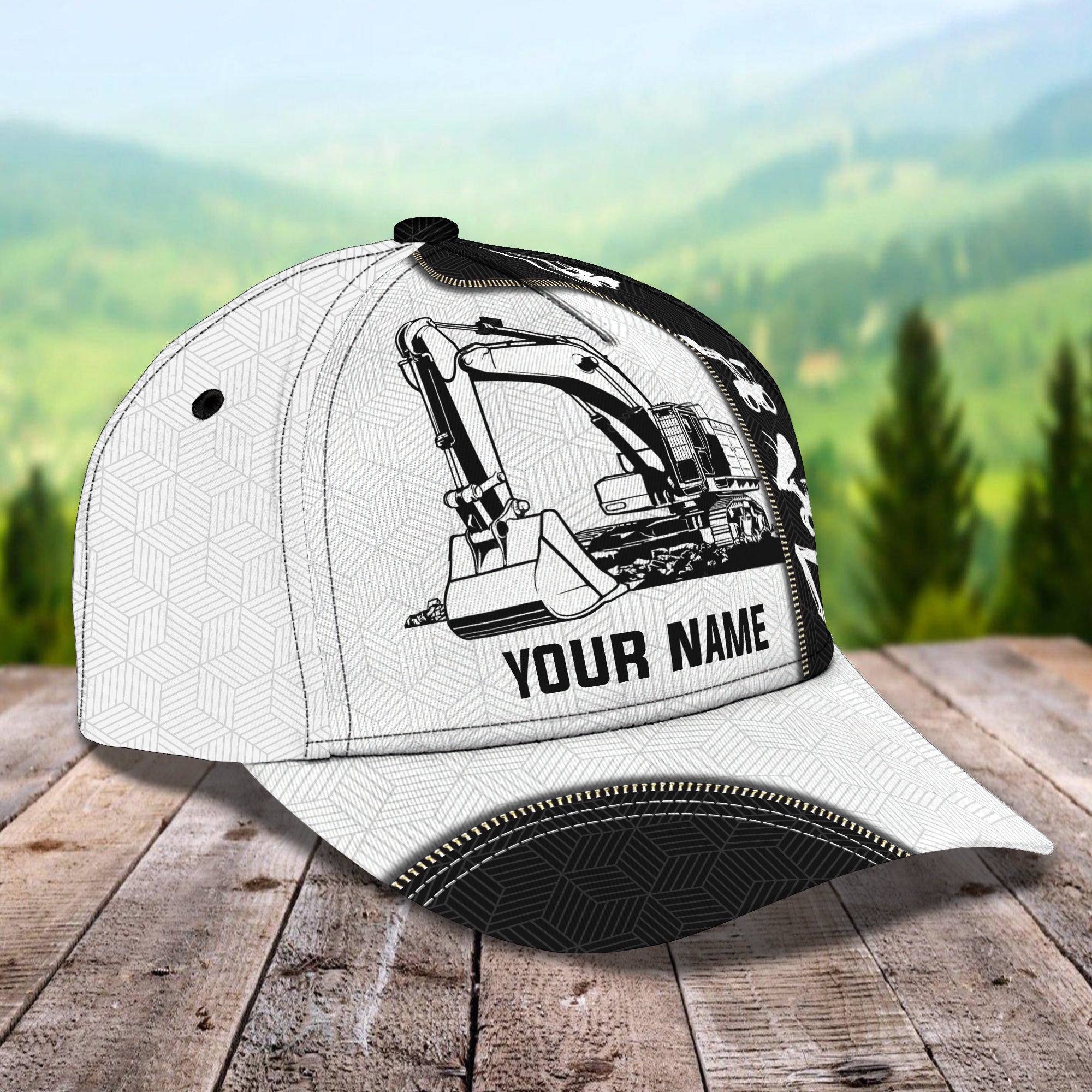 3D Classic Cap Excavator Personalized Name Cap 01 Trucker Hats Custom Hats Gifts For Men & Women