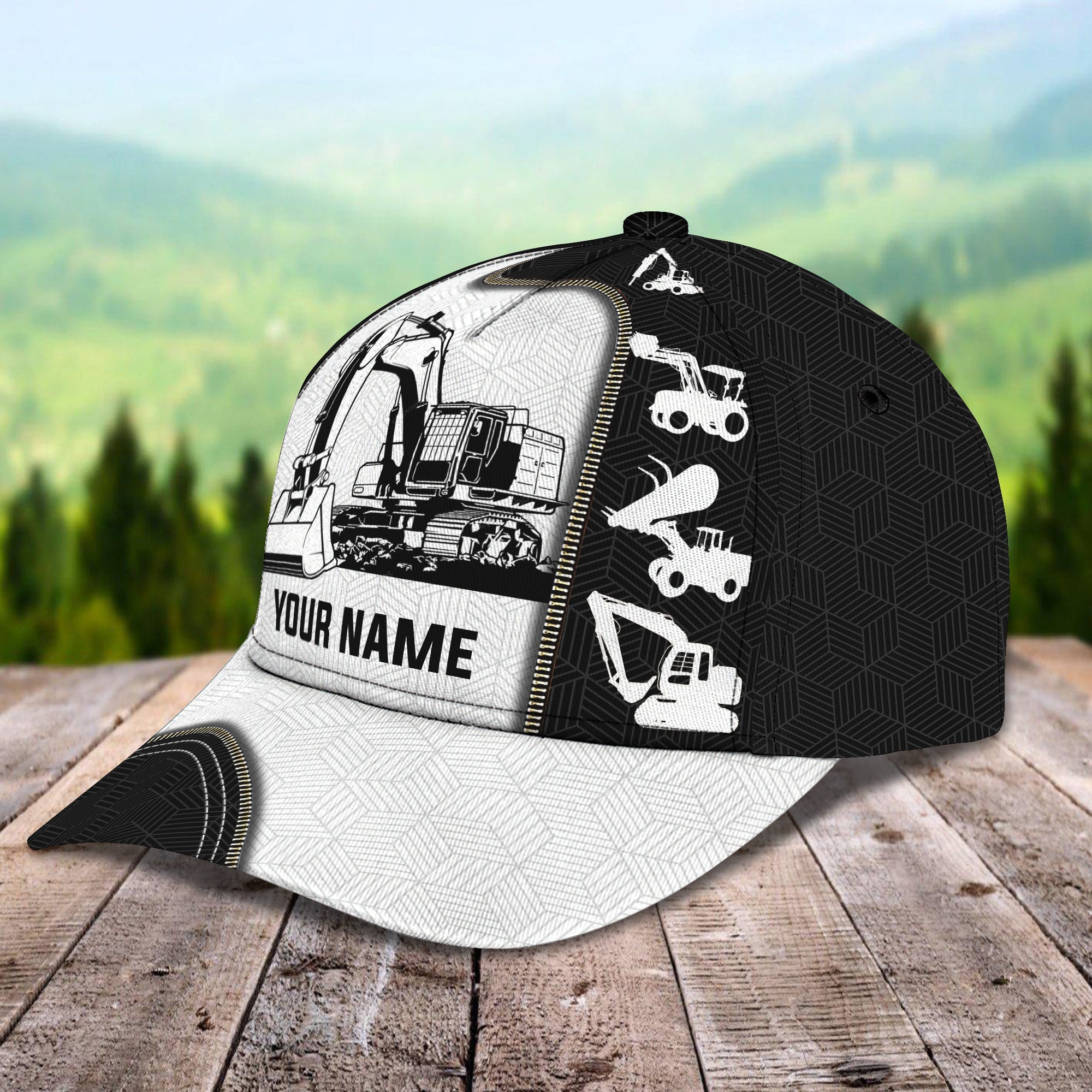 3D Classic Cap Excavator Personalized Name Cap 01 Trucker Hats Custom Hats Gifts For Men & Women