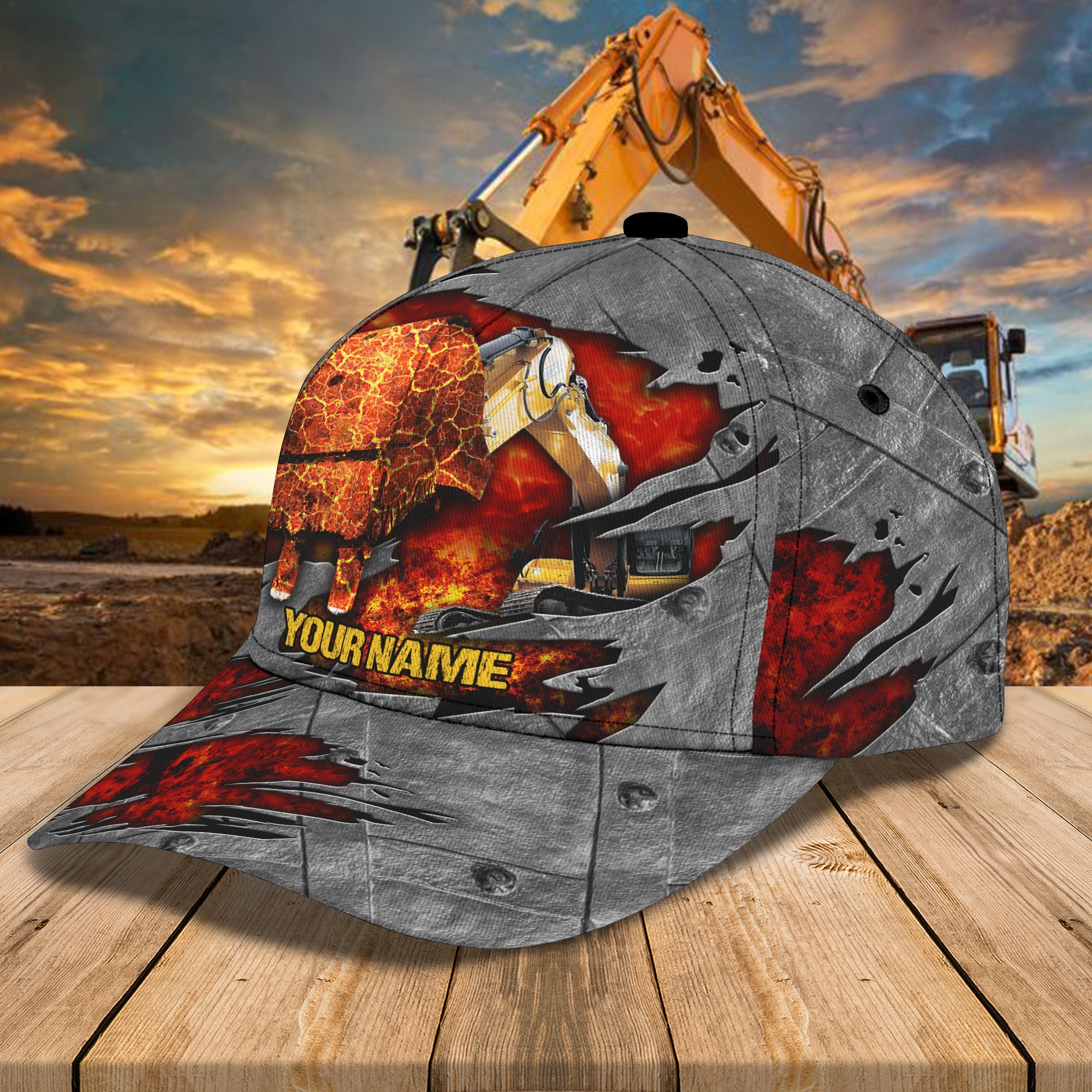 3D Classic Cap Excavator Personalized Name Cap Trucker Hats Custom Hats Gifts For Men & Women