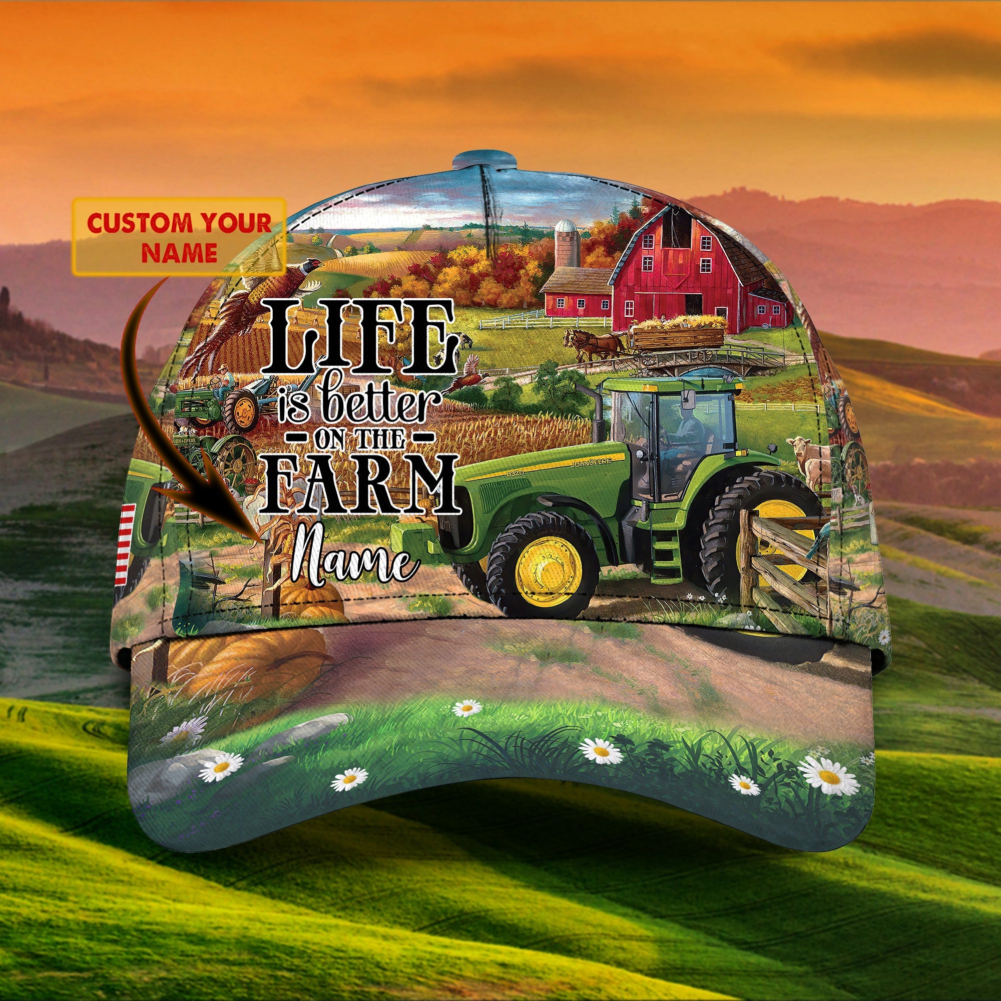 3D Classic Cap Farmer Personalized Name Cap Trucker Hats Custom Hats Gifts For Men & Women