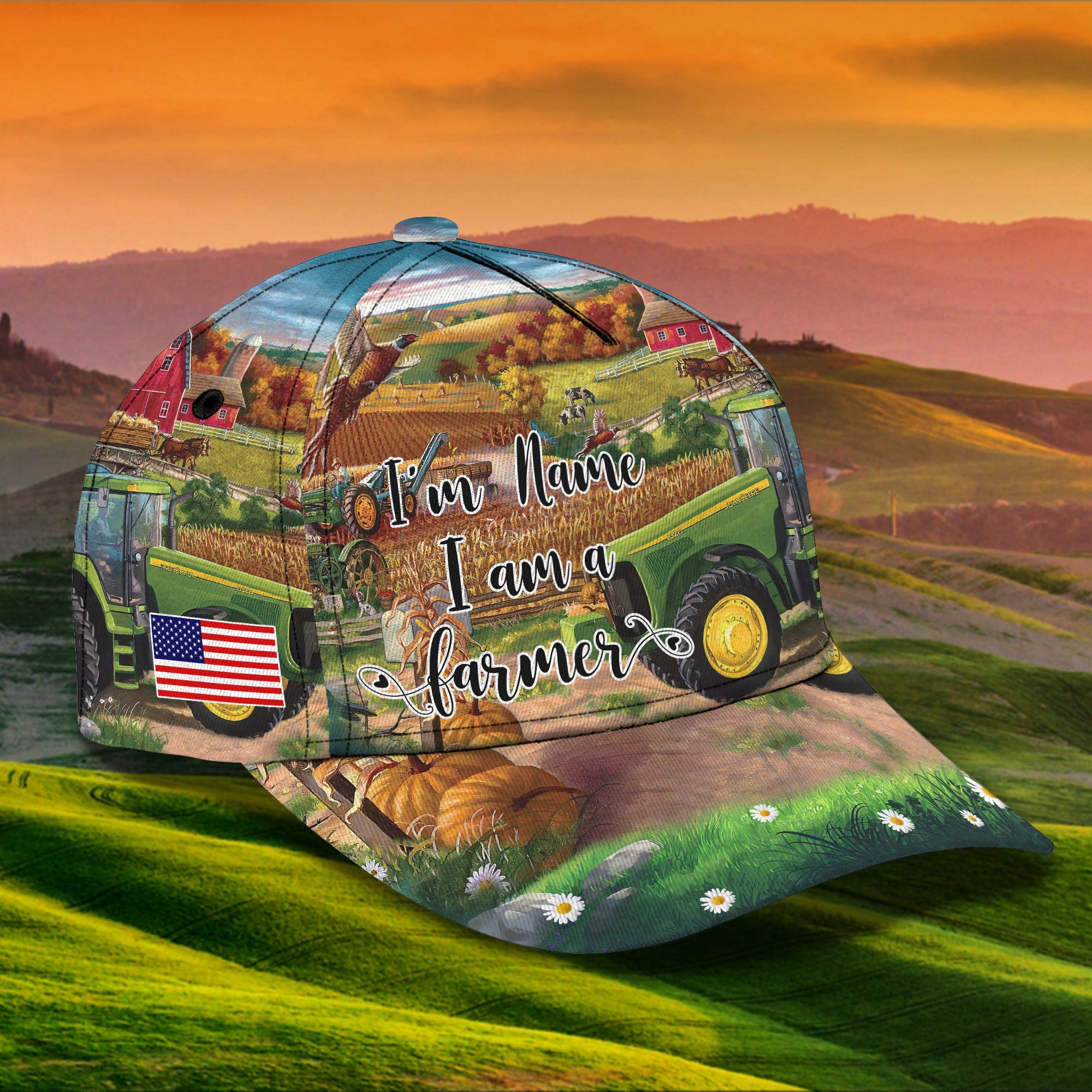 3D Classic Cap Farmer Personalized Name Cap Trucker Hats Custom Hats Gifts For Men & Women