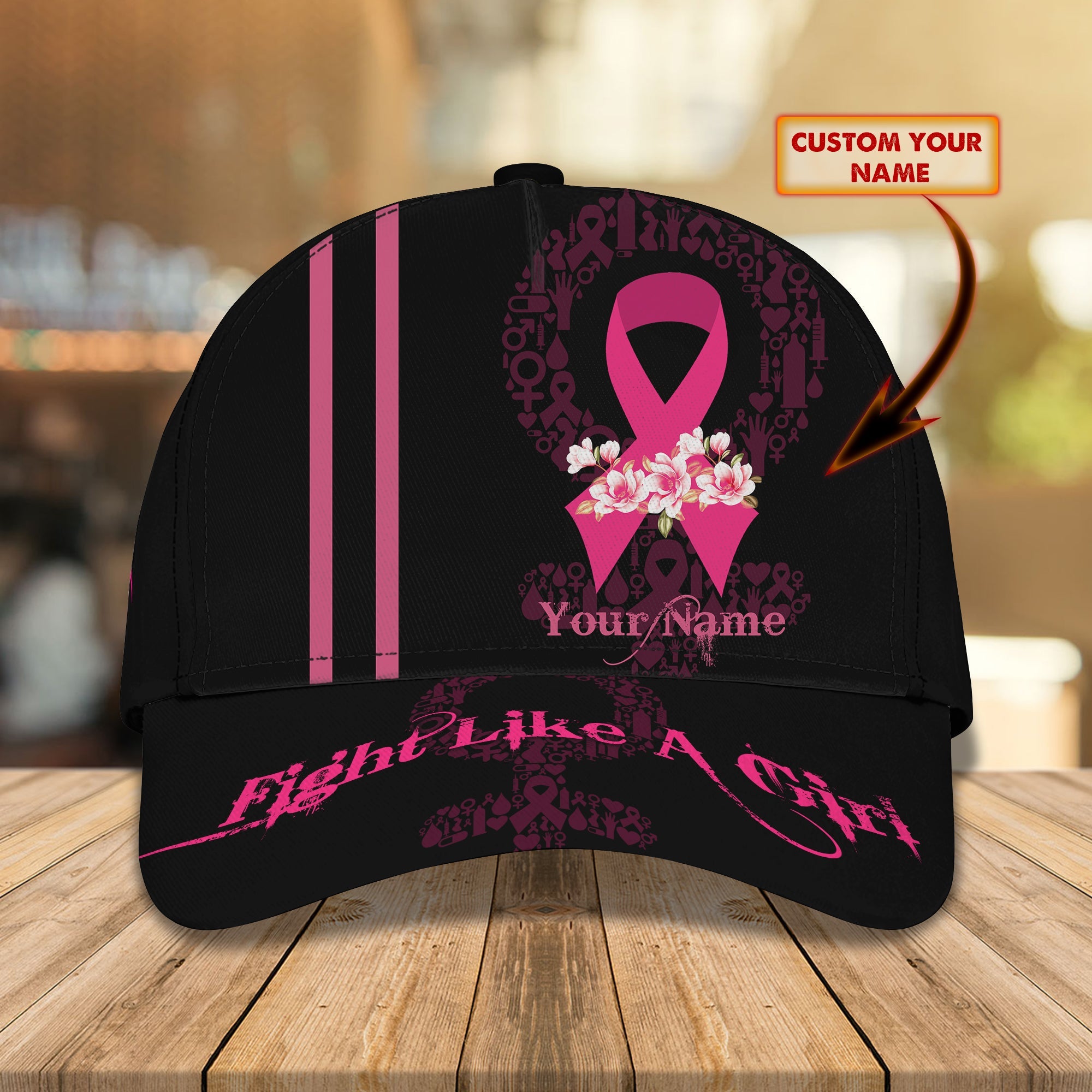 3D Classic Cap Fight Like A Girl Personalized Name Cap 101 Trucker Hats Custom Hats Gifts For Men & Women