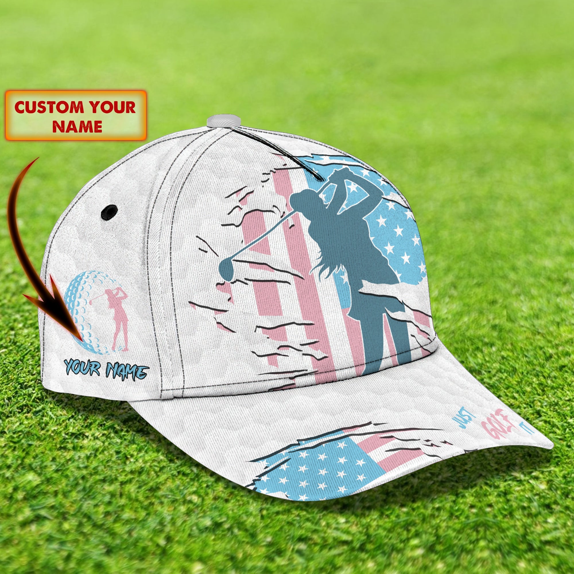 3D Classic Cap Girl Golf Personalized Name Cap001 Trucker Hats Custom Hats Gifts For Men & Women