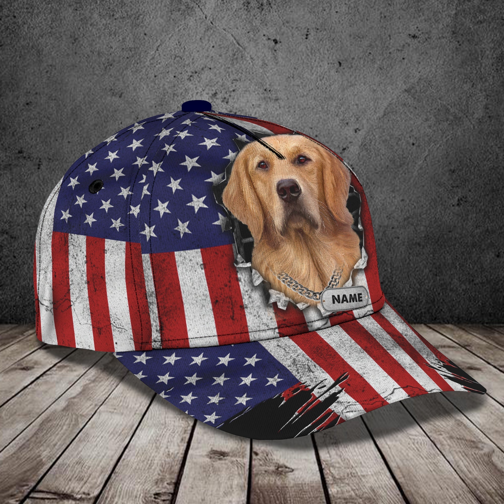 3D Classic Cap Golden Retriever Personalized Name Cap 12 Trucker Hats Custom Hats Gifts For Men & Women