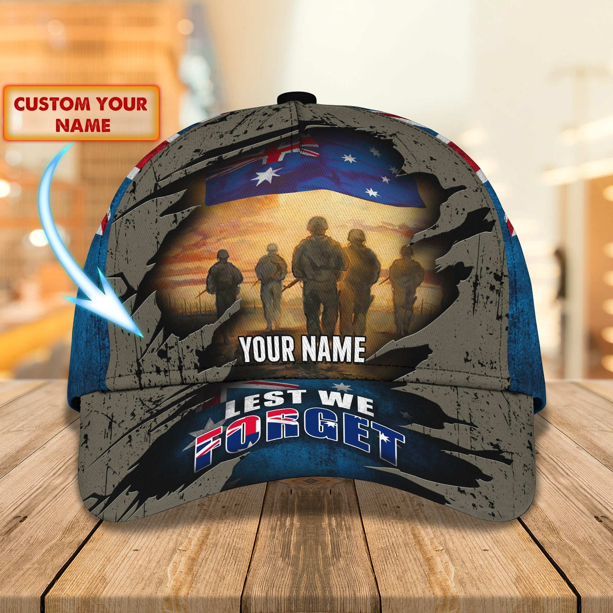 3D Classic Cap Lest We Forget Australian Veteran Personalized Name Cap 63 Trucker Hats Custom Hats Gifts For Men & Women