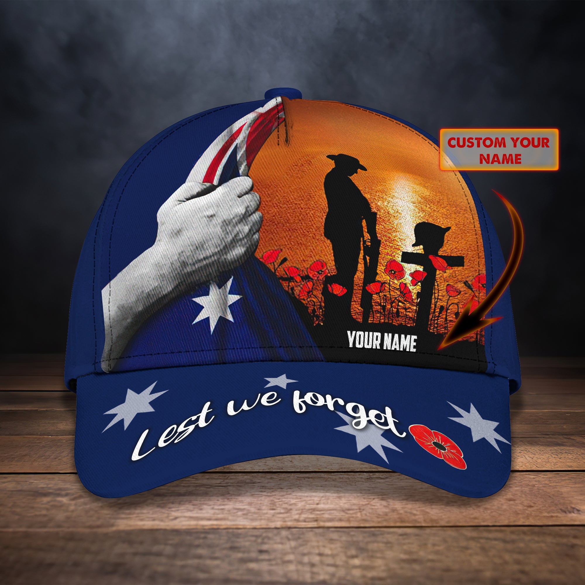 3D Classic Cap Lest We Forget Personalized Name Cap 02 Trucker Hats Custom Hats Gifts For Men & Women