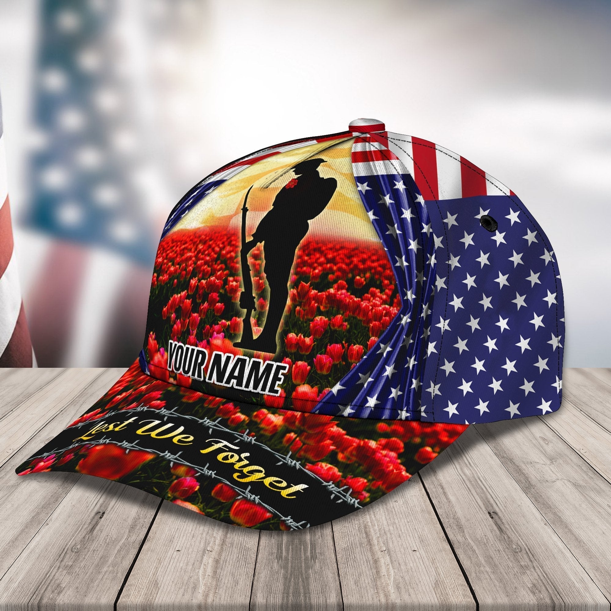 3D Classic Cap Lest We Forget Personalized Name Cap 435 Trucker Hats Custom Hats Gifts For Men & Women