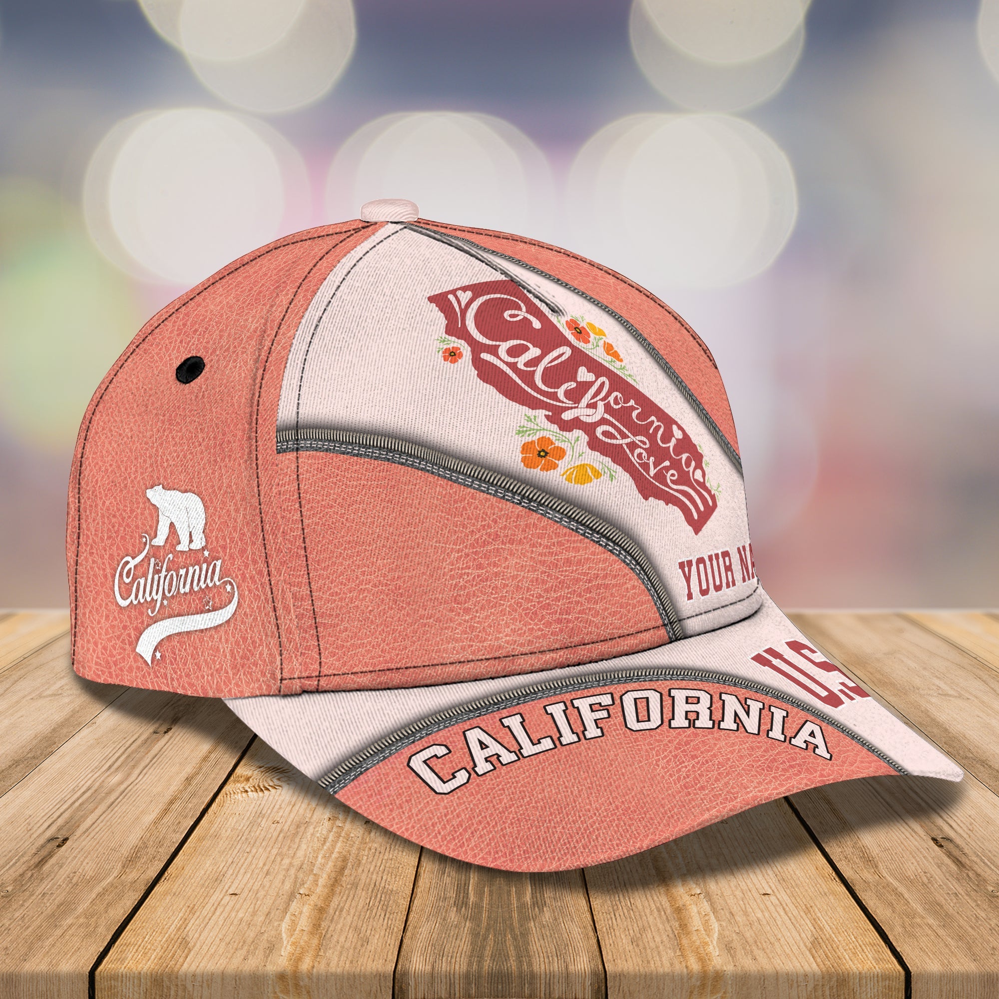 3D Classic Cap Love California Personalized Name Cap Ct149 Trucker Hats Custom Hats Gifts For Men & Women