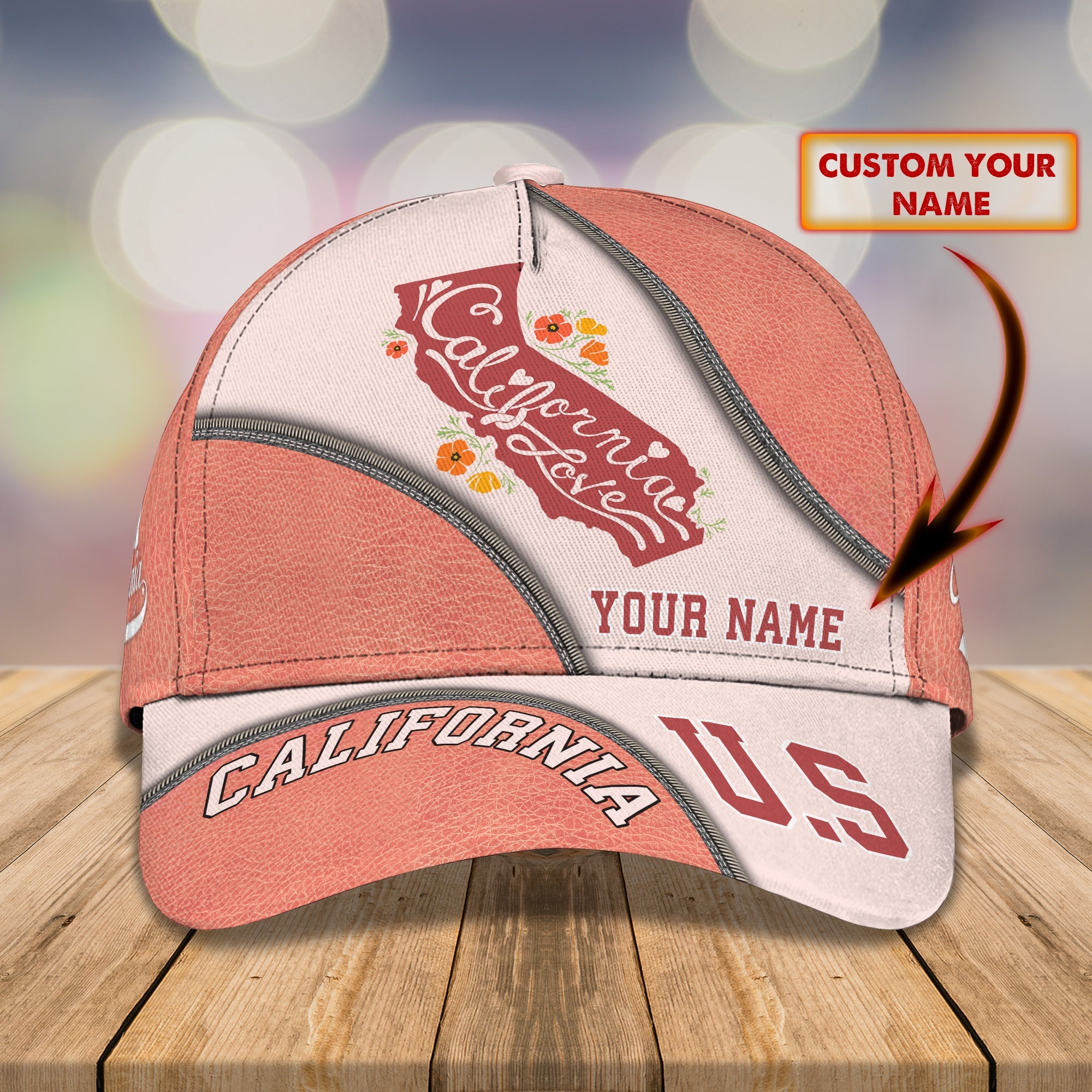 3D Classic Cap Love California Personalized Name Cap Ct149 Trucker Hats Custom Hats Gifts For Men & Women