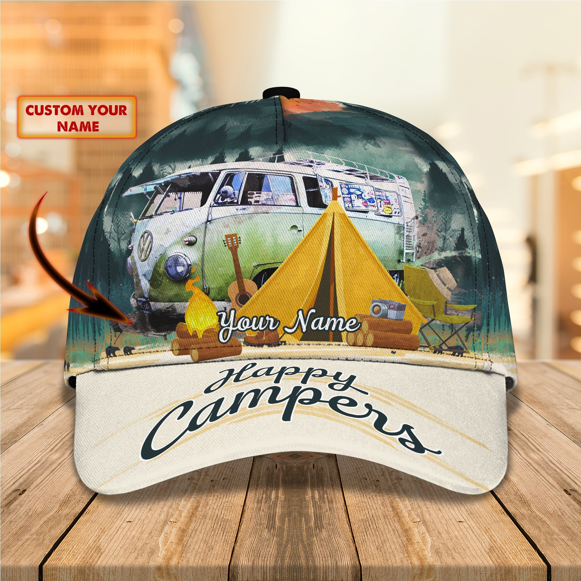 3D Classic Cap Love Camping 01 Personalized Name Cap Trucker Hats Custom Hats Gifts For Men & Women