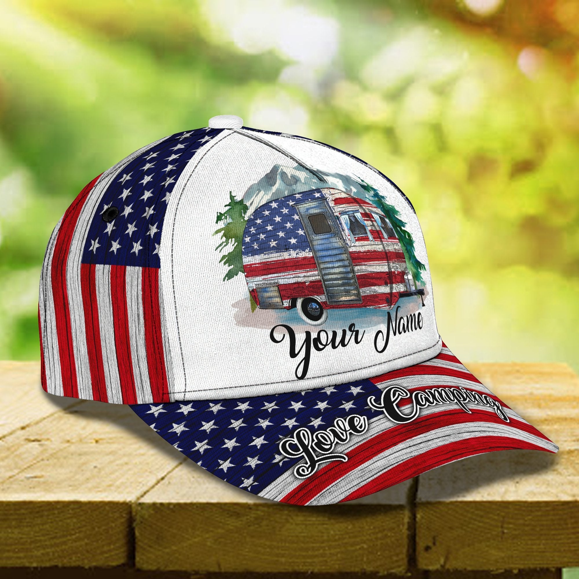 3D Classic Cap Love Camping Personalized Name Cap Trucker Hats Custom Hats Gifts For Men & Women