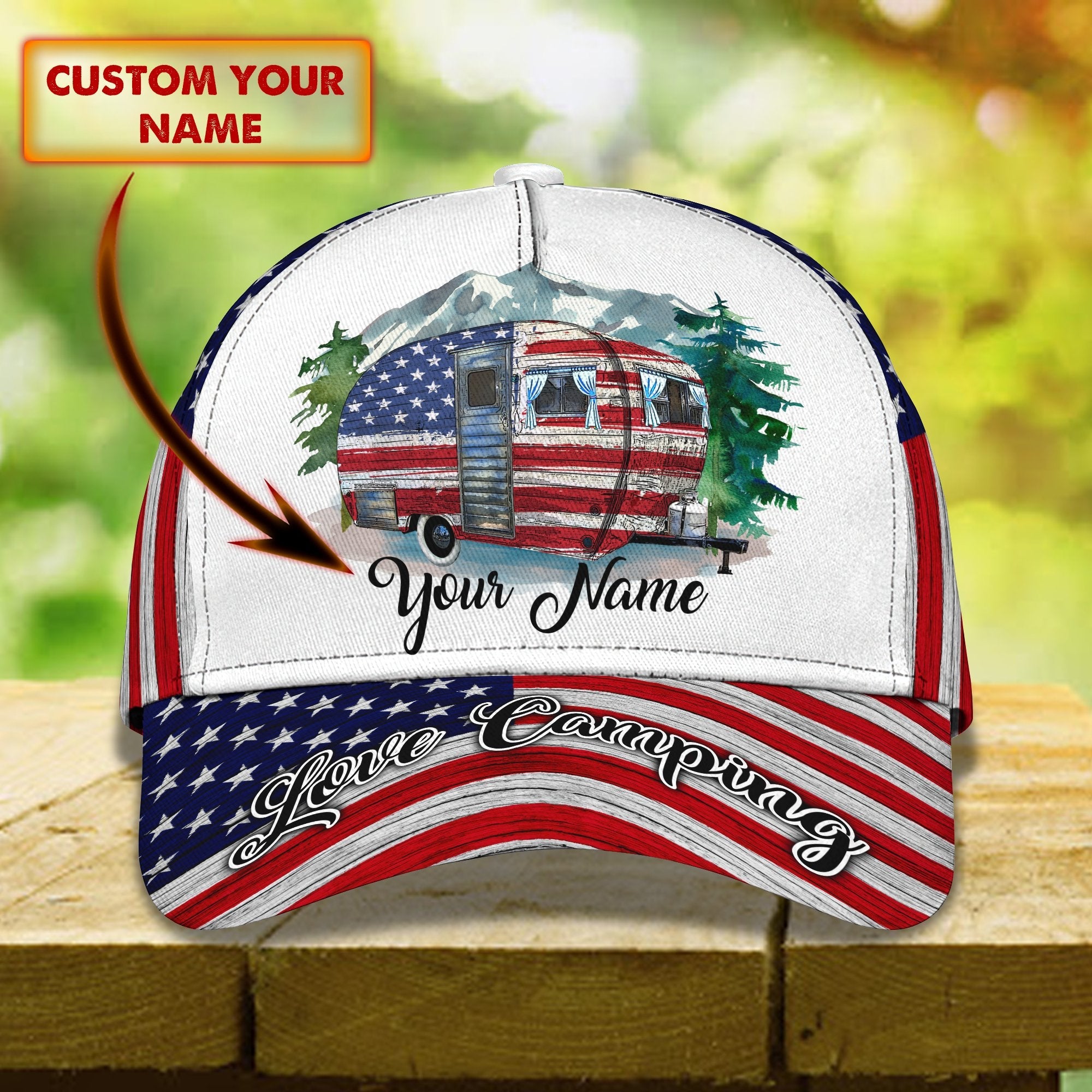3D Classic Cap Love Camping Personalized Name Cap Trucker Hats Custom Hats Gifts For Men & Women