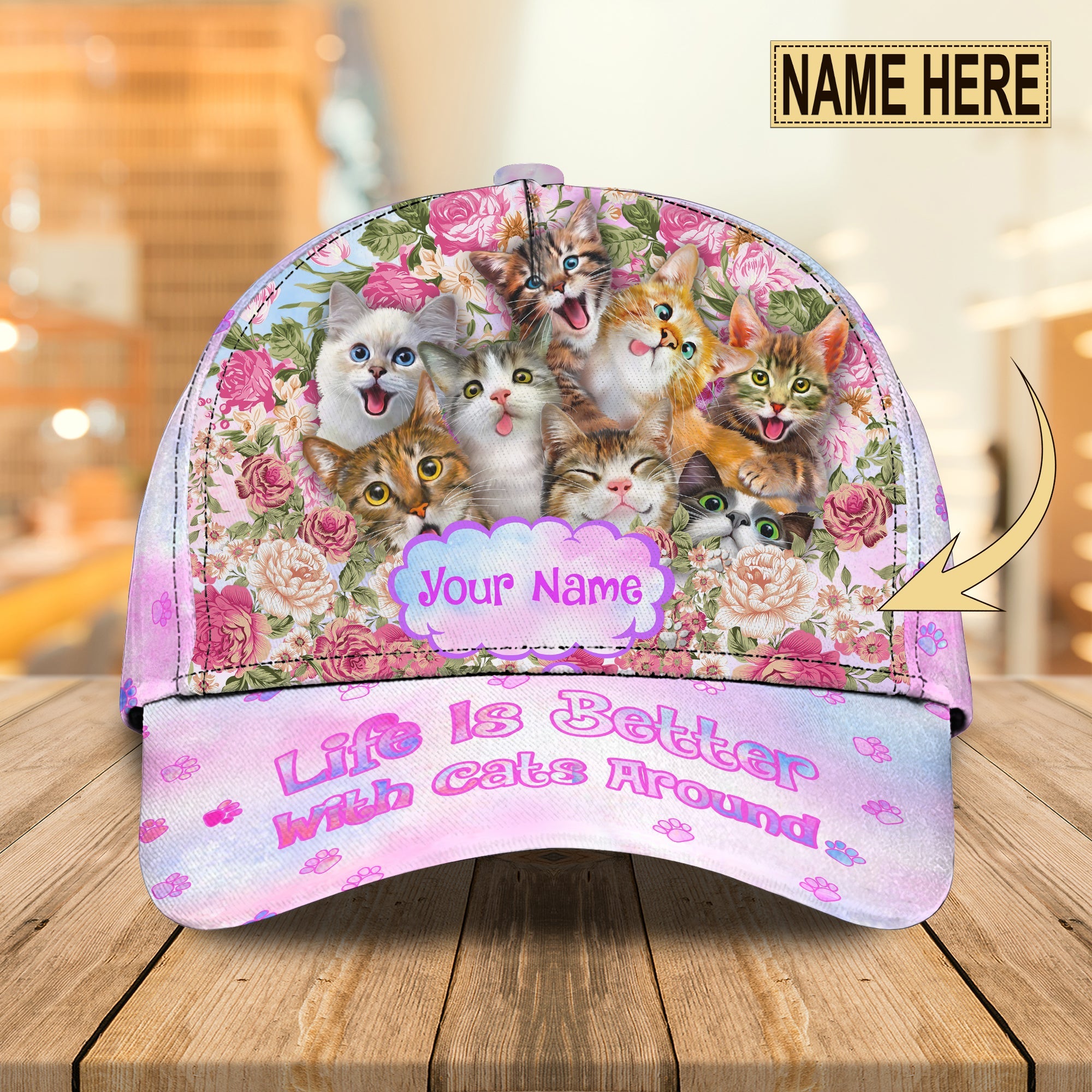 3D Classic Cap Love Cats Personalized Name Cap Trucker Hats Custom Hats Gifts For Men & Women