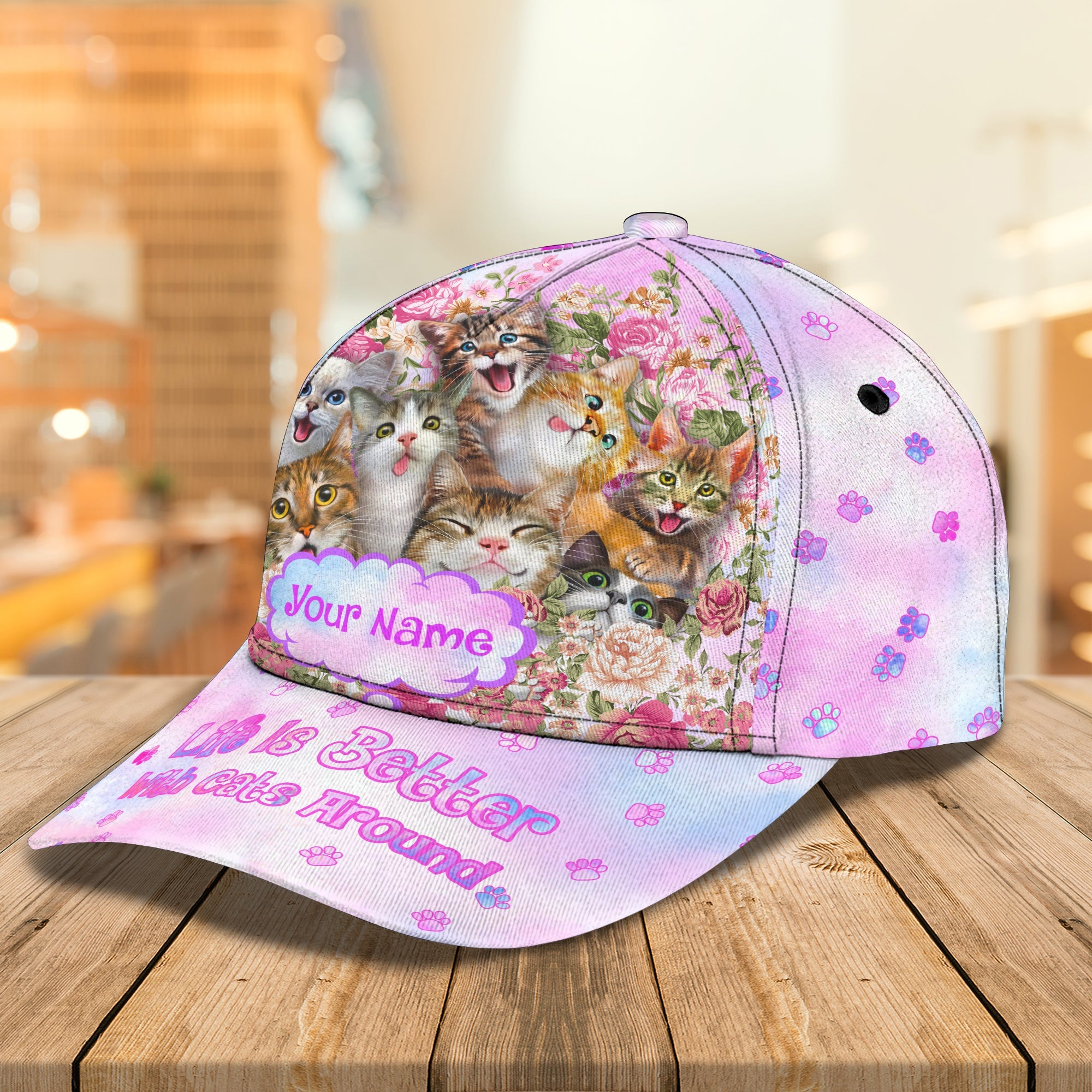 3D Classic Cap Love Cats Personalized Name Cap Trucker Hats Custom Hats Gifts For Men & Women