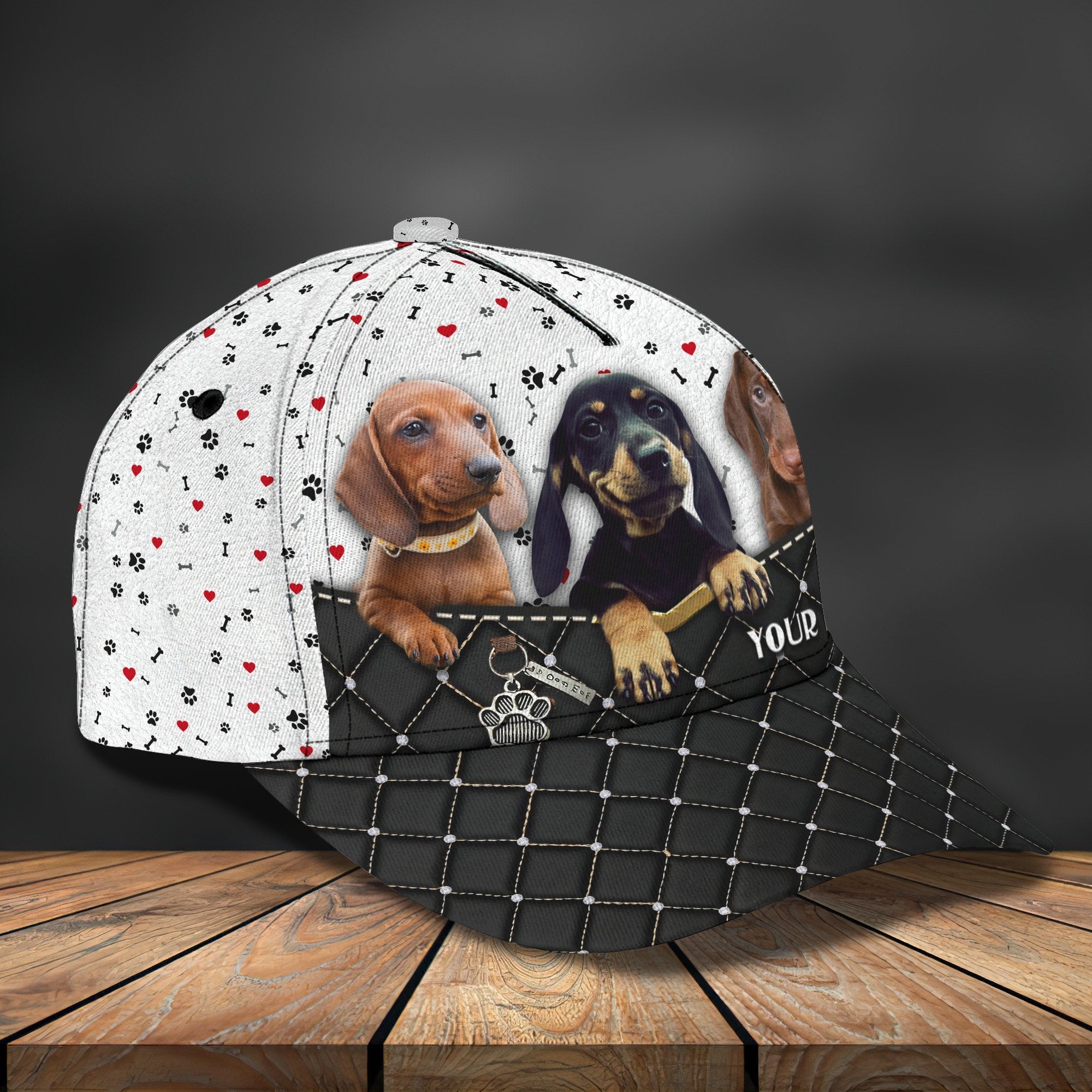 3D Classic Cap Love Dachshund Personalized Name Cap 14 Trucker Hats Custom Hats Gifts For Men & Women