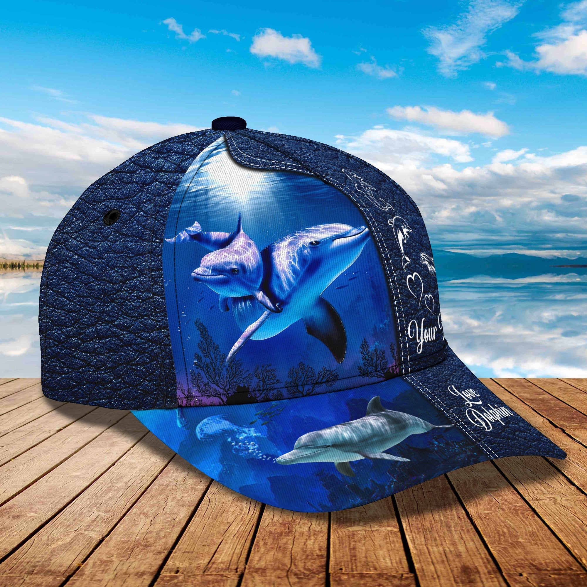 3D Classic Cap Love Dolphin Personalize Name Cap 01 Trucker Hats Custom Hats Gifts For Men & Women
