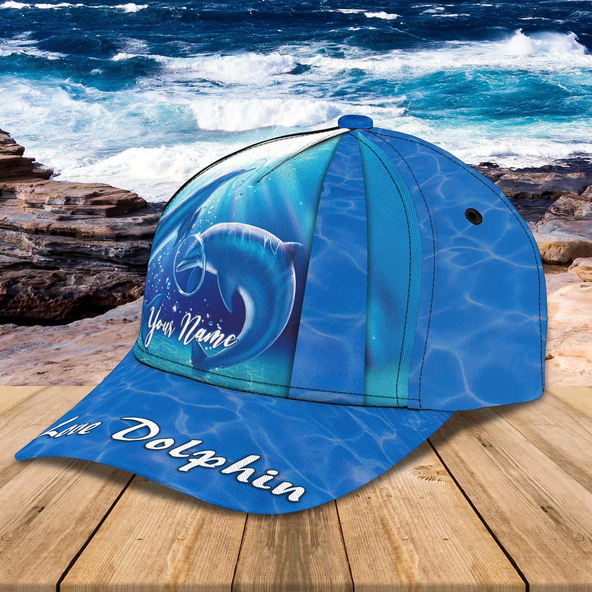 3D Classic Cap Love Dolphin Personalize Name Cap02 Trucker Hats Custom Hats Gifts For Men & Women