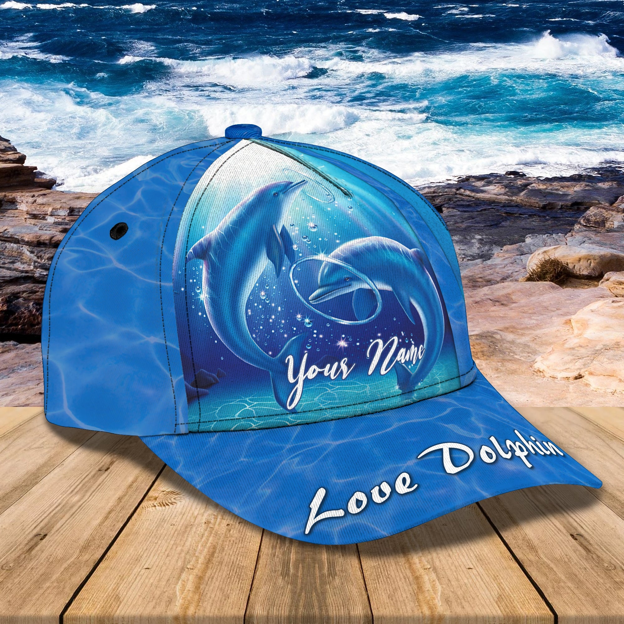 3D Classic Cap Love Dolphin Personalize Name Cap02 Trucker Hats Custom Hats Gifts For Men & Women