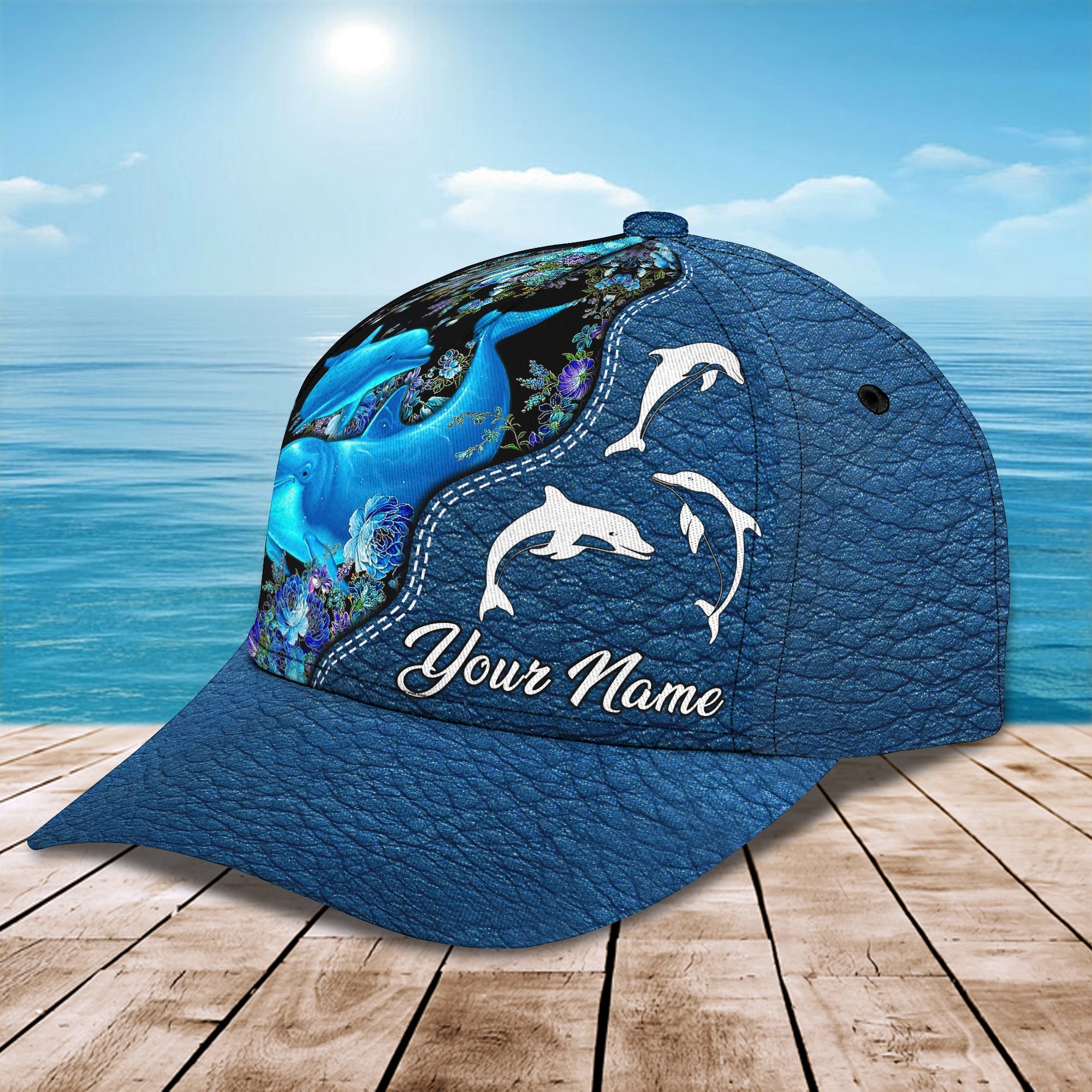 3D Classic Cap Love Dolphins Personalize Name Cap03 Trucker Hats Custom Hats Gifts For Men & Women