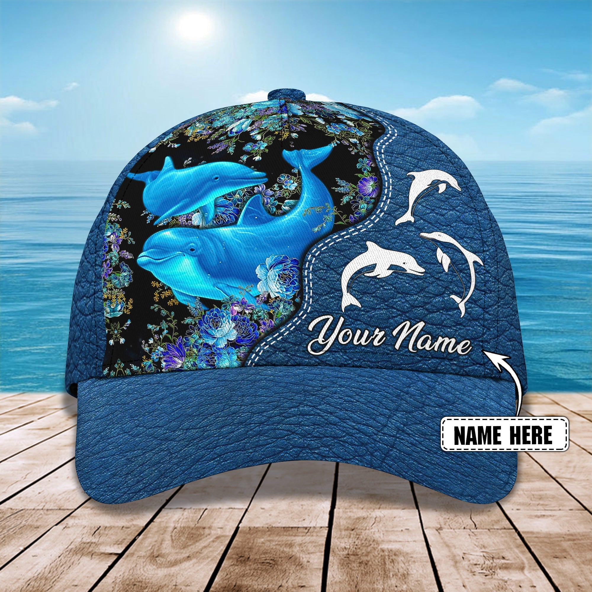 3D Classic Cap Love Dolphins Personalize Name Cap03 Trucker Hats Custom Hats Gifts For Men & Women