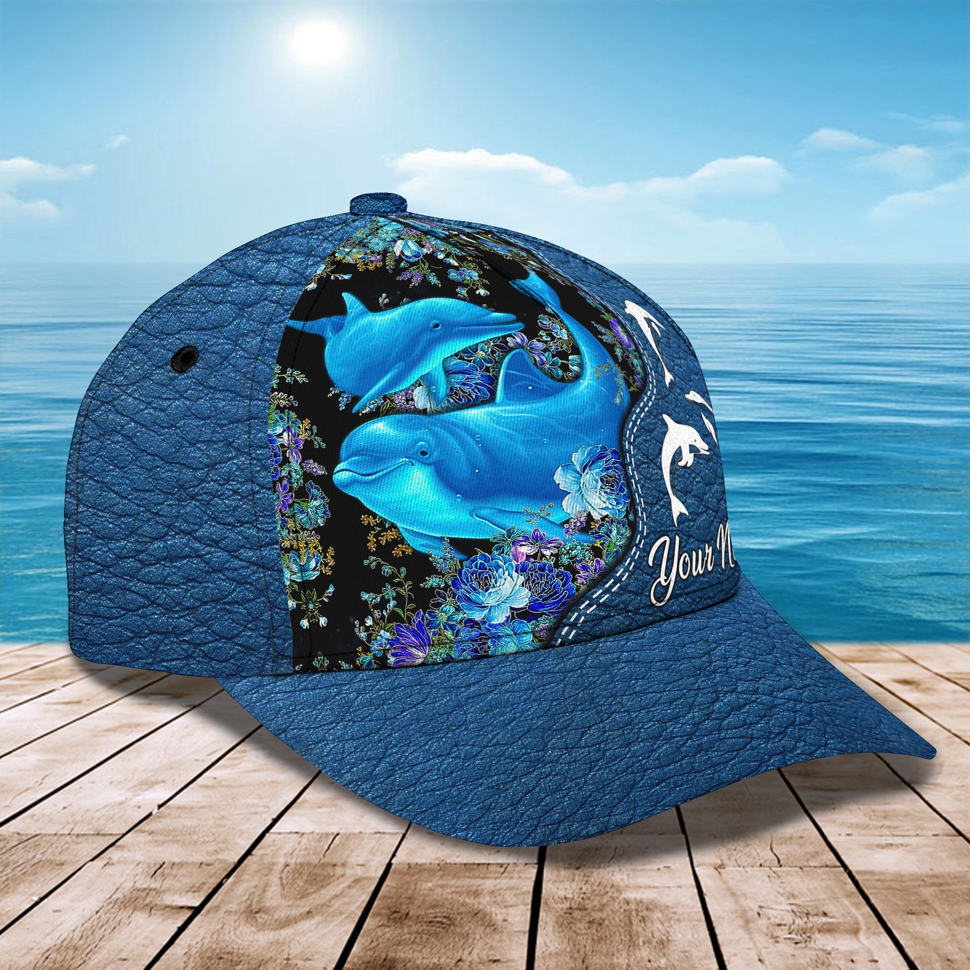 3D Classic Cap Love Dolphins Personalize Name Cap03 Trucker Hats Custom Hats Gifts For Men & Women