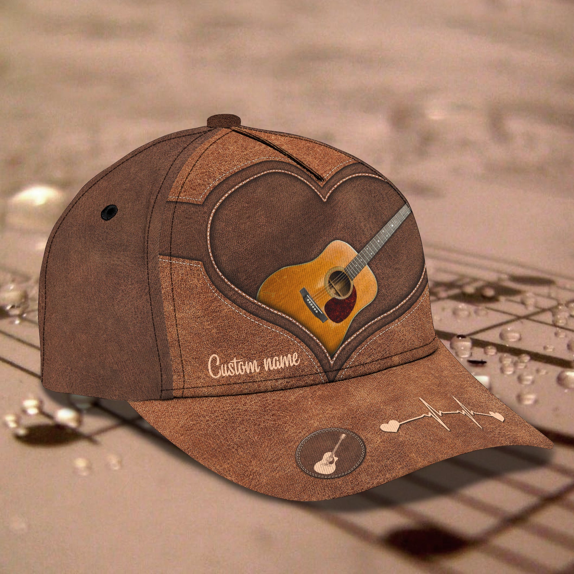 3D Classic Cap Love Guitar Personalized Name Cap Trucker Hats Custom Hats Gifts For Men & Women