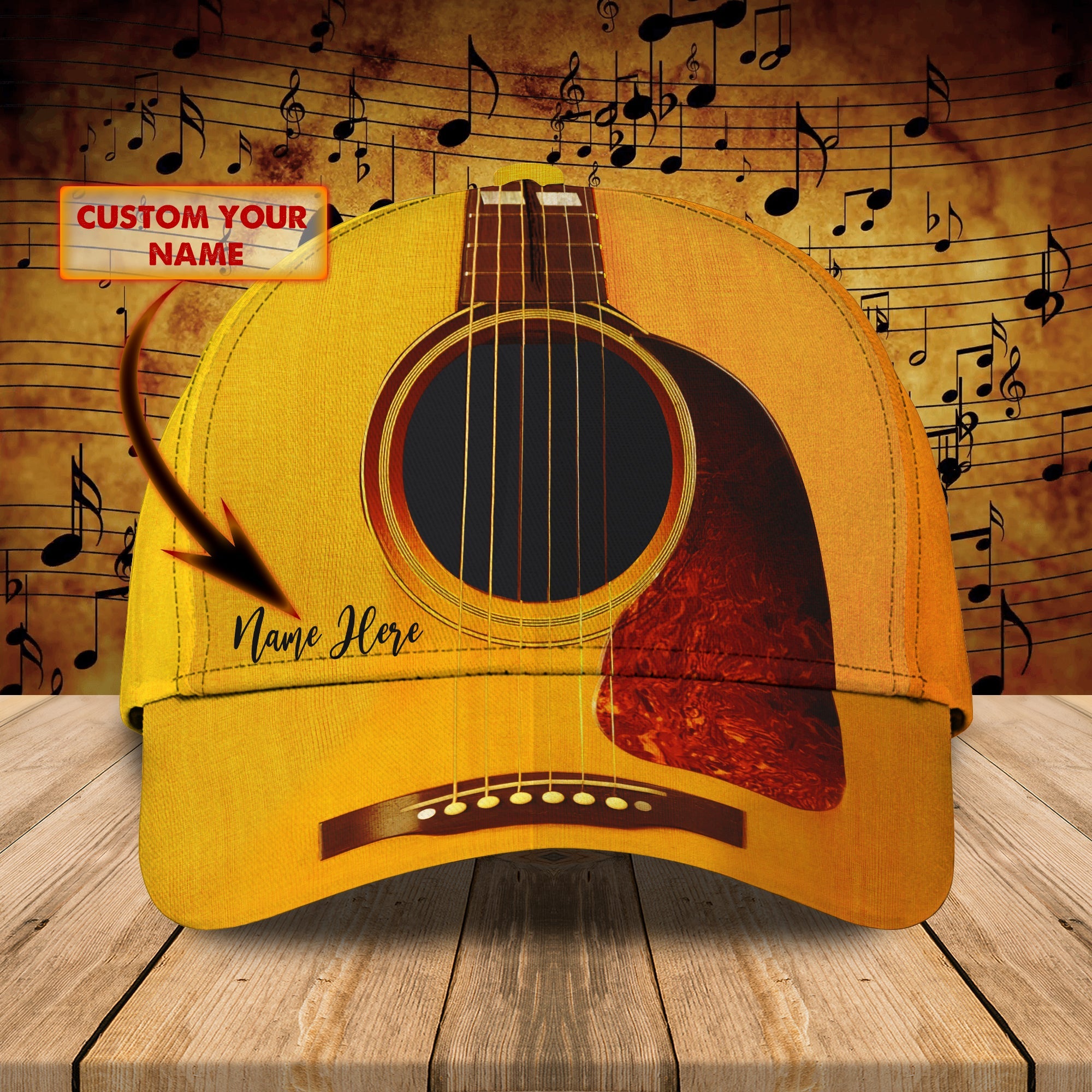 3D Classic Cap Love Guitar Personalized Name Cap Trucker Hats Custom Hats Gifts For Men & Women