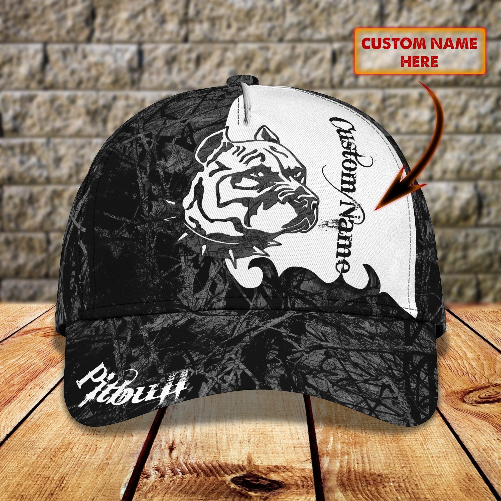 3D Classic Cap Love Pitbull Personalized Name Cap 45 Trucker Hats Custom Hats Gifts For Men & Women