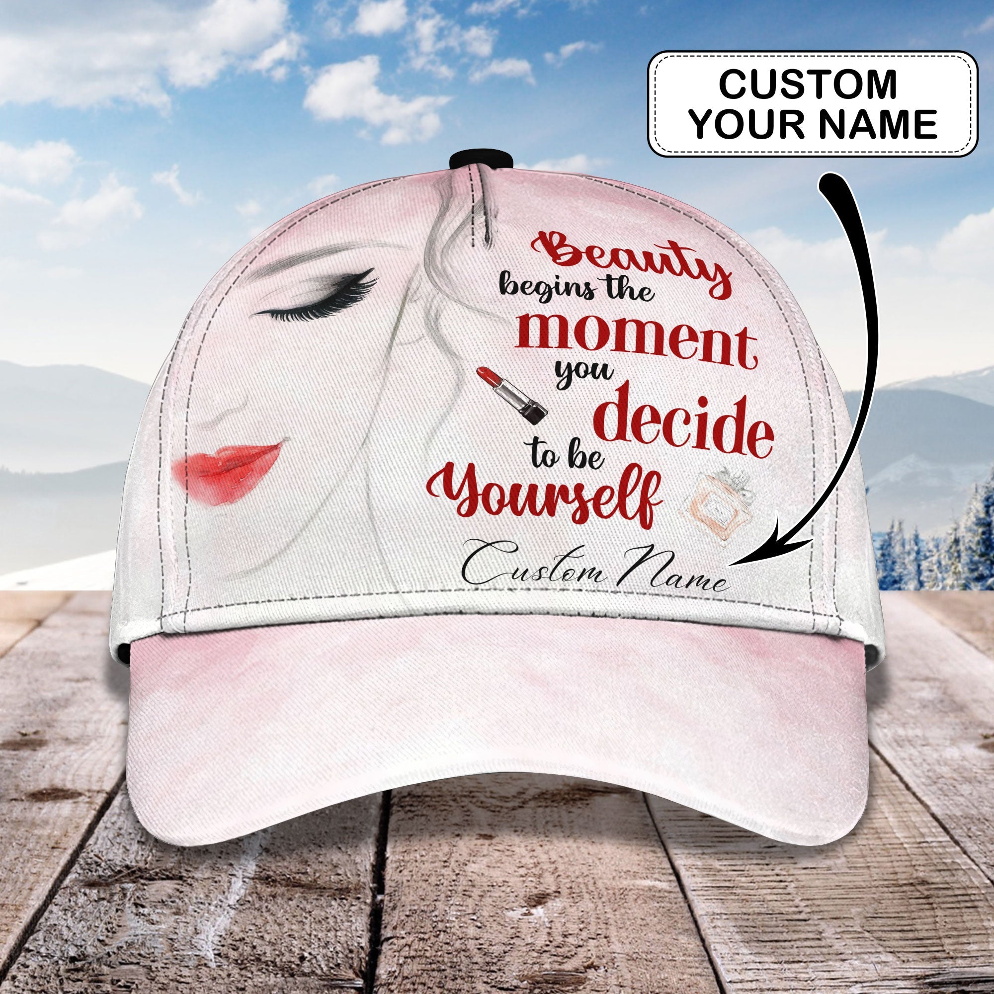 3D Classic Cap Makeup Beauty 2 Personalized Name Cap Trucker Hats Custom Hats Gifts For Men & Women