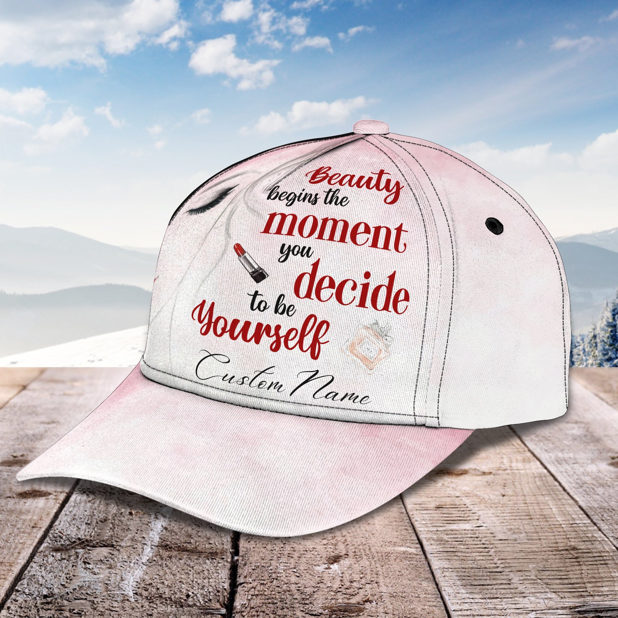 3D Classic Cap Makeup Beauty 2 Personalized Name Cap Trucker Hats Custom Hats Gifts For Men & Women