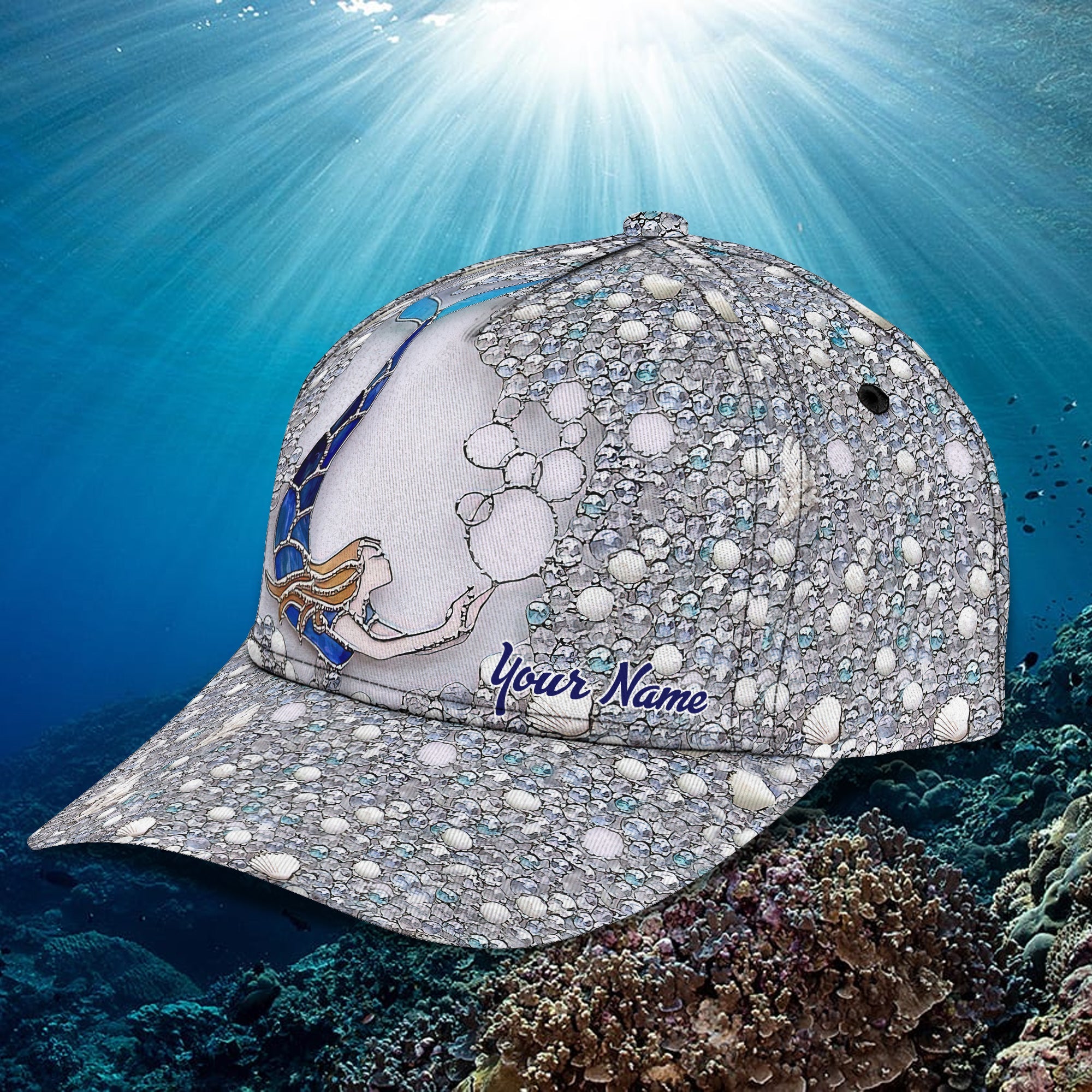 3D Classic Cap Mermaid 01 Personalized Name Cap Trucker Hats Custom Hats Gifts For Men & Women