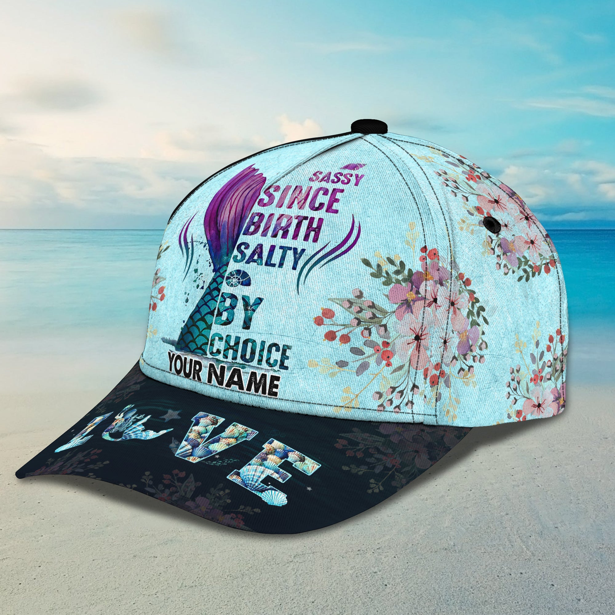 3D Classic Cap Mermaid Personalized Name Cap Trucker Hats Custom Hats Gifts For Men & Women