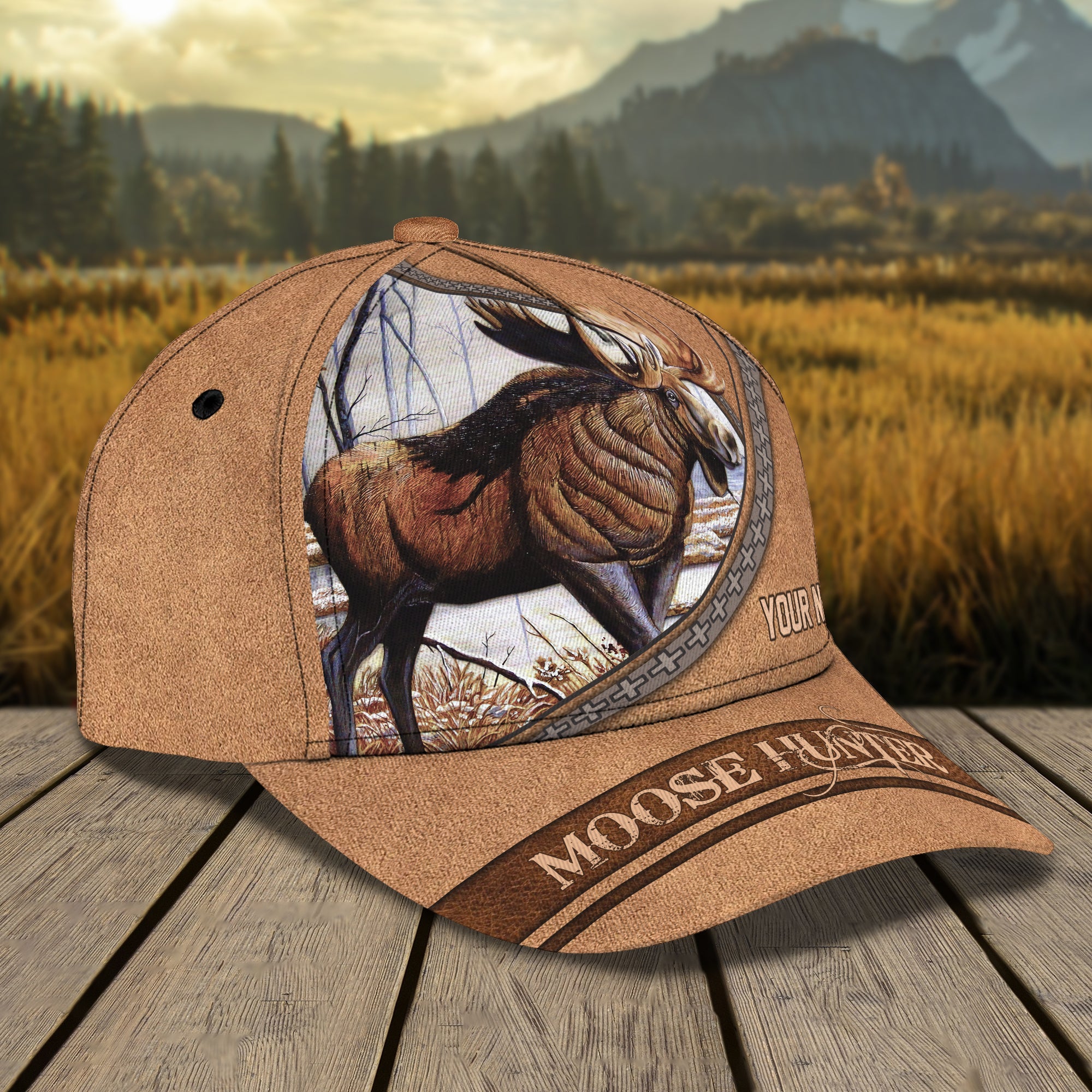 3D Classic Cap Moose Hunterpersonalized Name Cap Trucker Hats Custom Hats Gifts For Men & Women