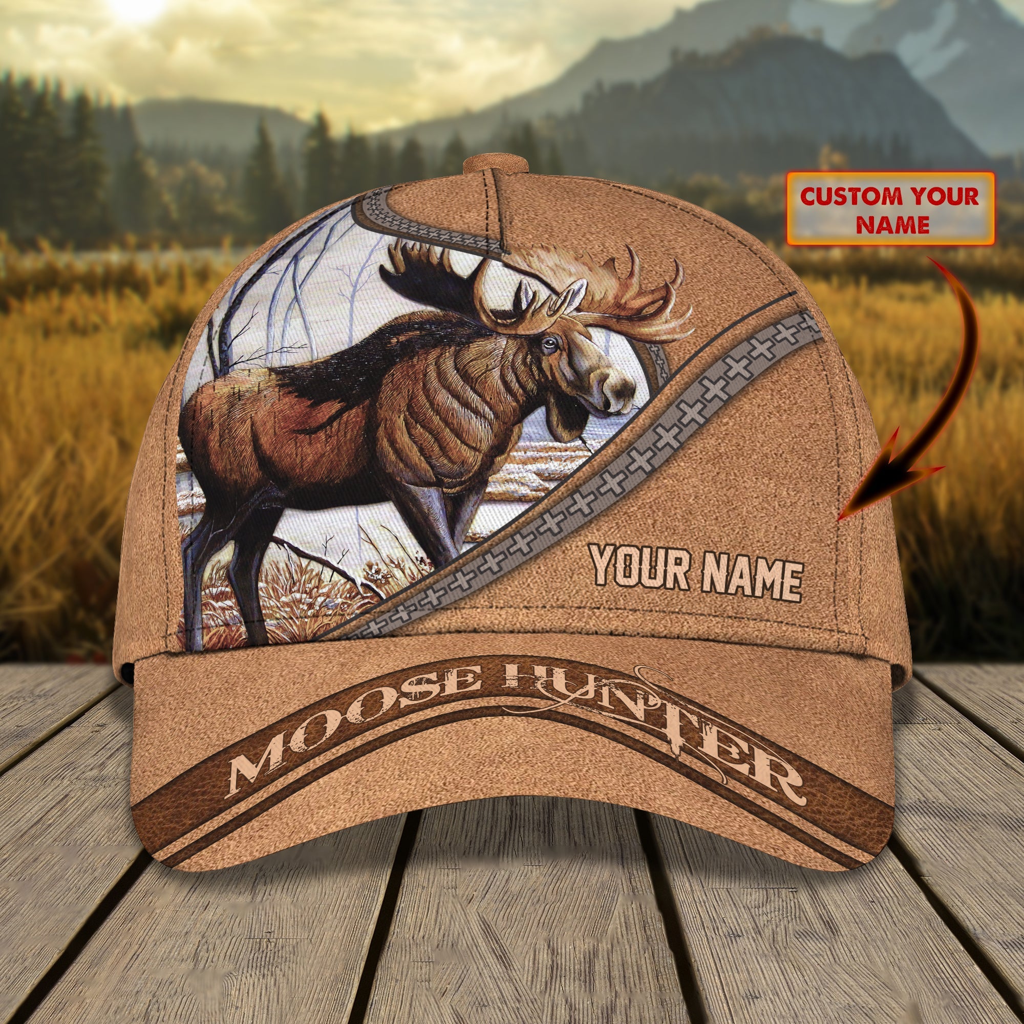 3D Classic Cap Moose Hunterpersonalized Name Cap Trucker Hats Custom Hats Gifts For Men & Women