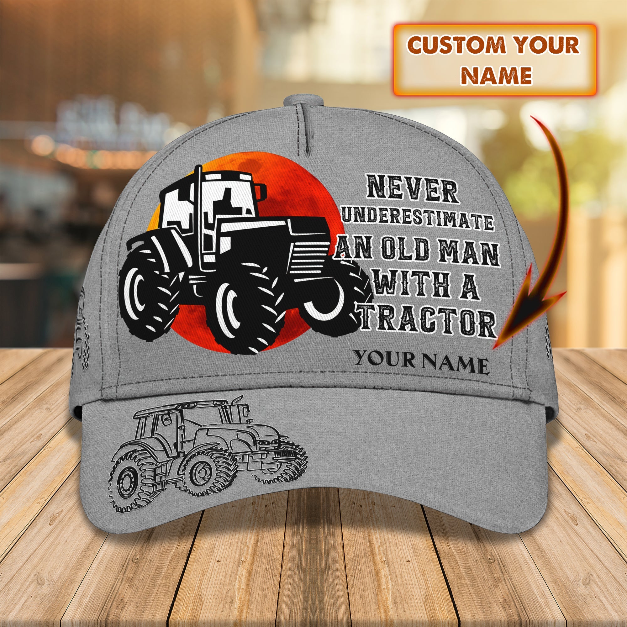 3D Classic Cap Never Underestimate An Old Man With A Tractor Personalized Name Cap Trucker Hats Custom Hats Gifts For Men & Women